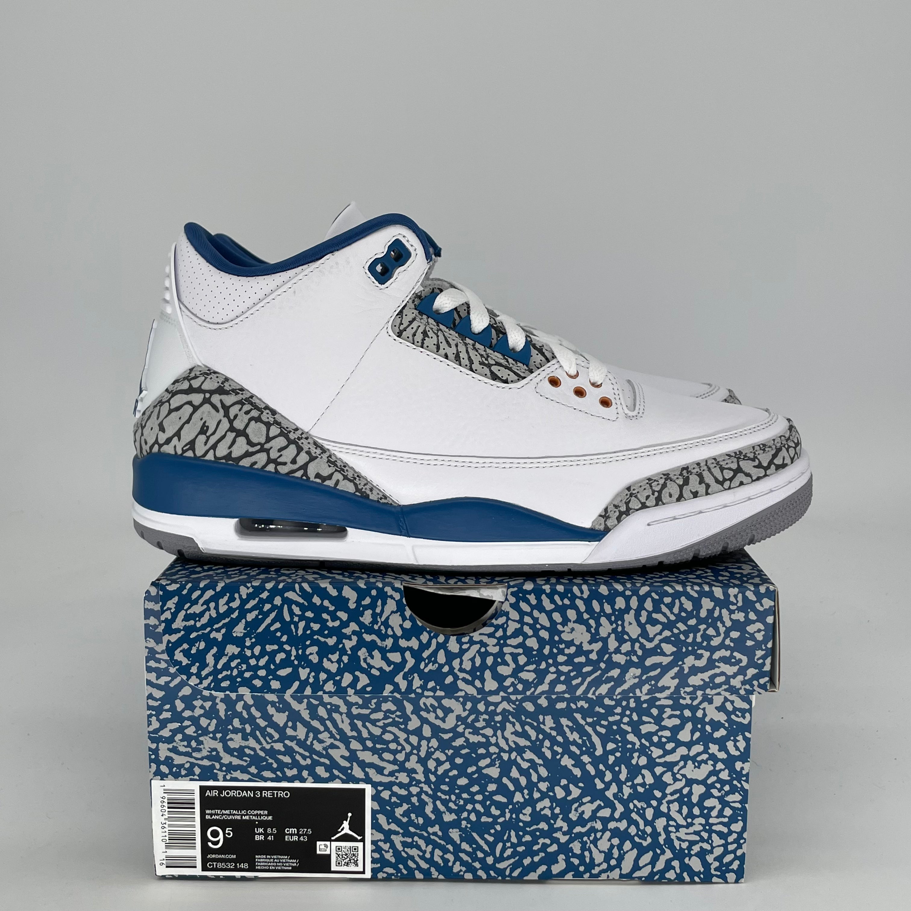 AIR JORDAN 3 WIZARDS CT8532-148 SIZE 9.5/11W