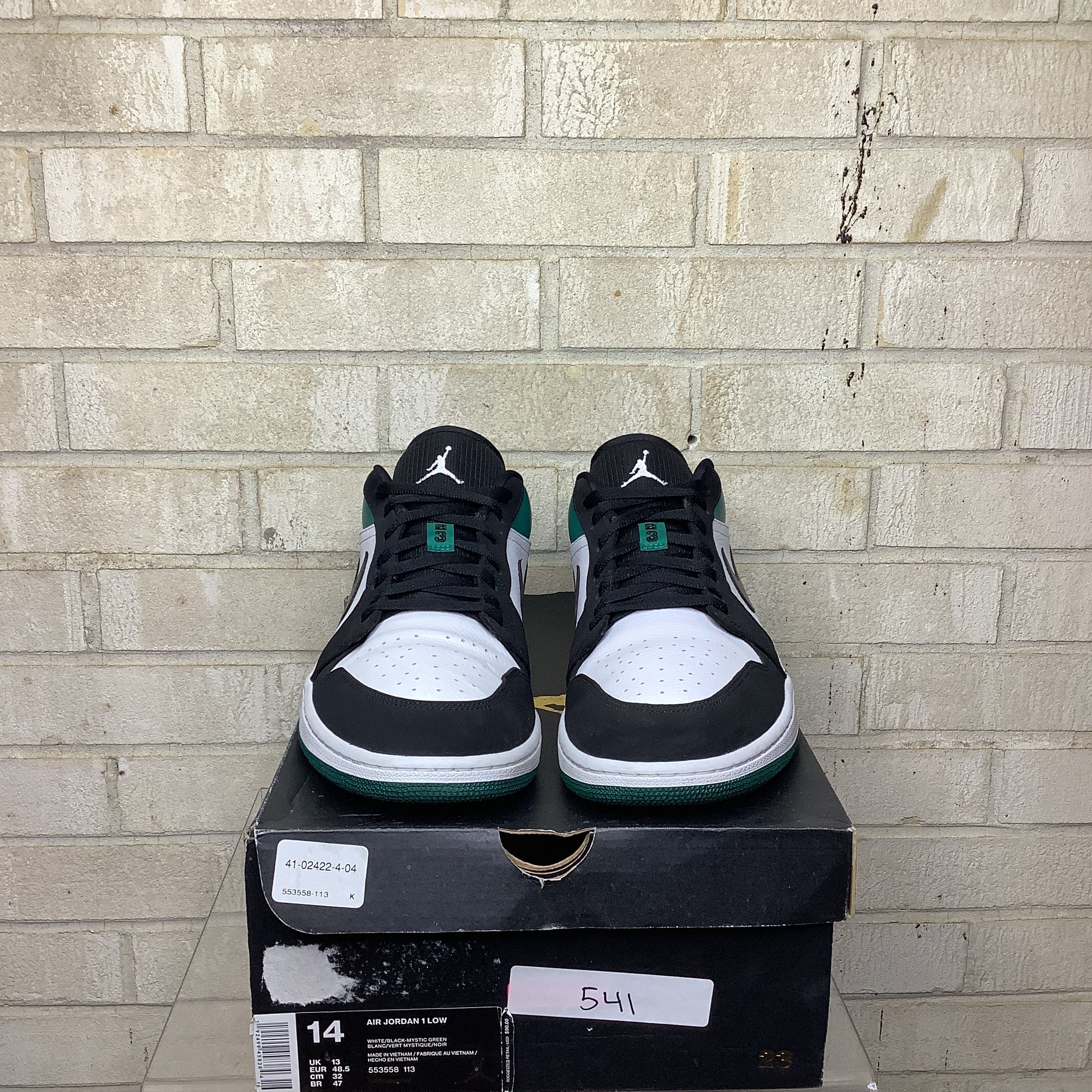 AIR JORDAN 1 LOW WHITE BLACK MYSTIC GREEN SIZE 14/15.5W 553558-113