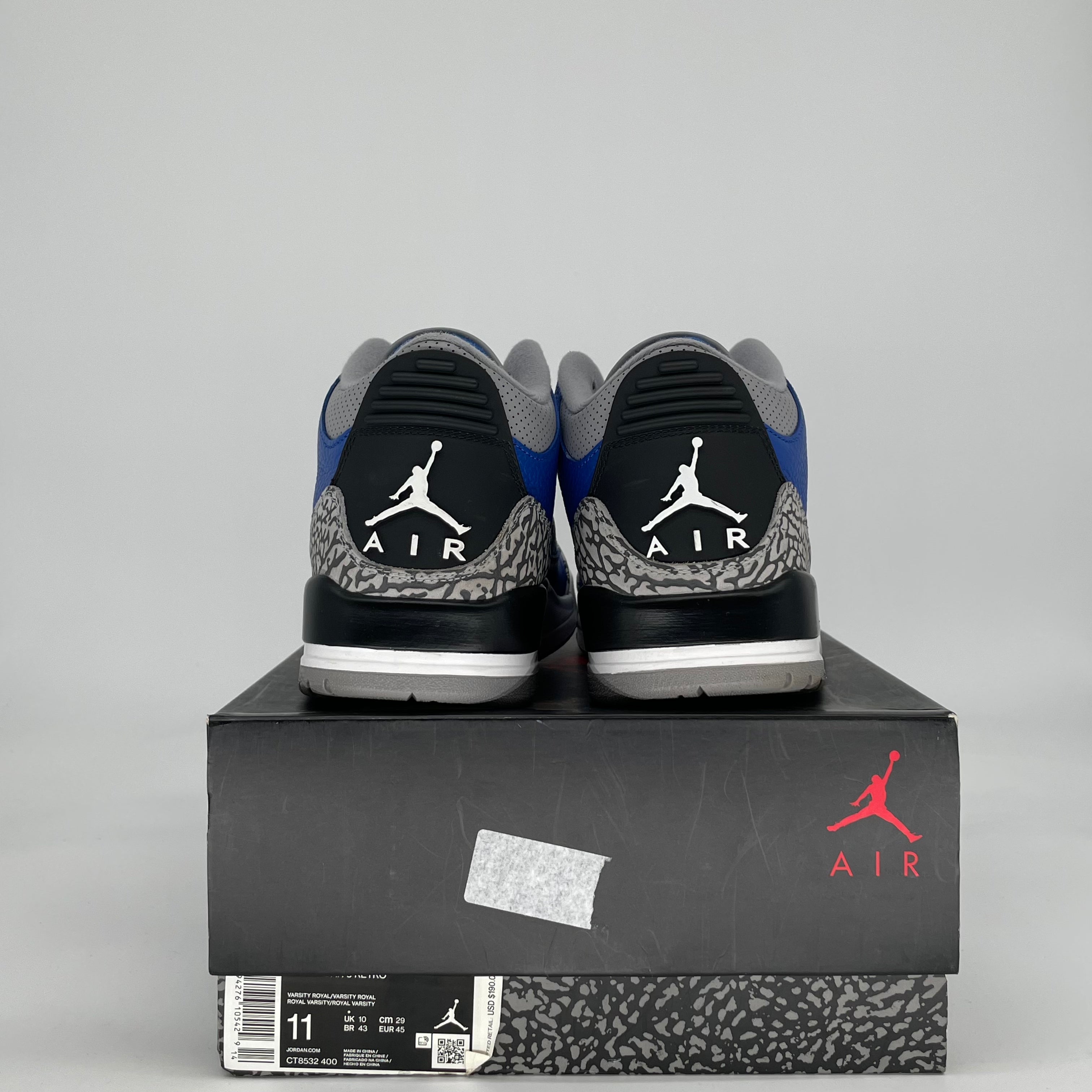 AIR JORDAN 3 VARSITY ROYAL CEMENT CT8532-400 SIZE 11/12.5W