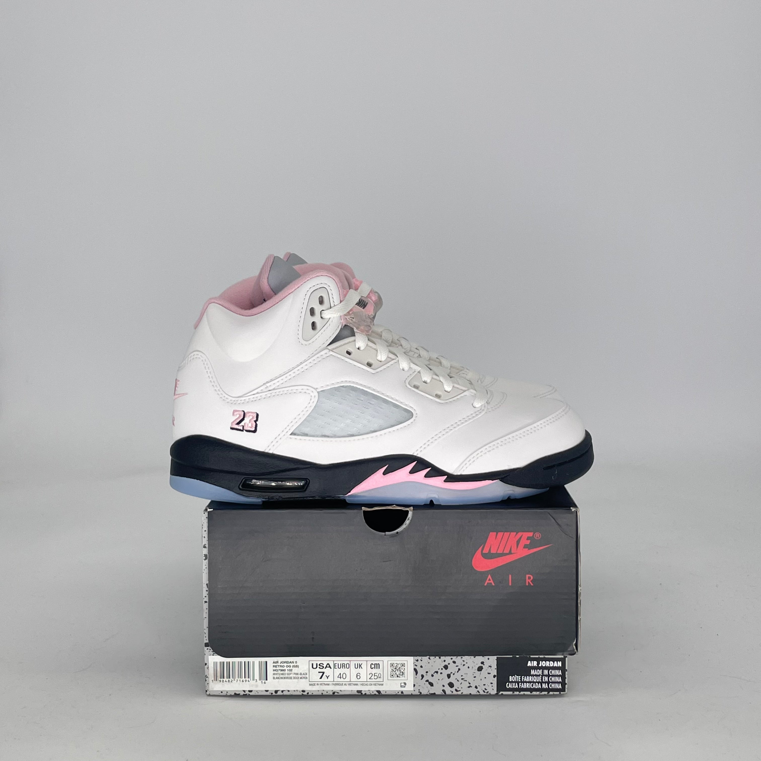 AIR JORDAN 5 MEDIUM SOFT PINK HQ7978-102 SIZE 7/8.5W GS