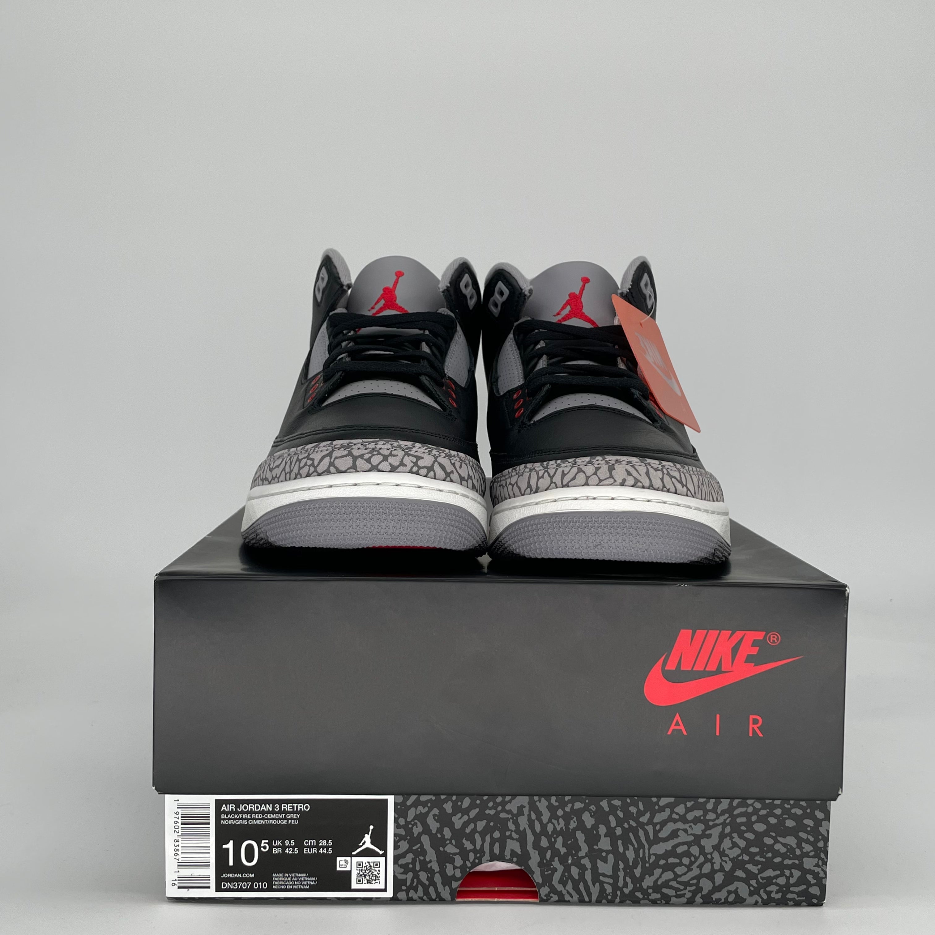 AIR JORDAN 3 BLACK CEMENT DN3707-010 SIZE 10.5/12W