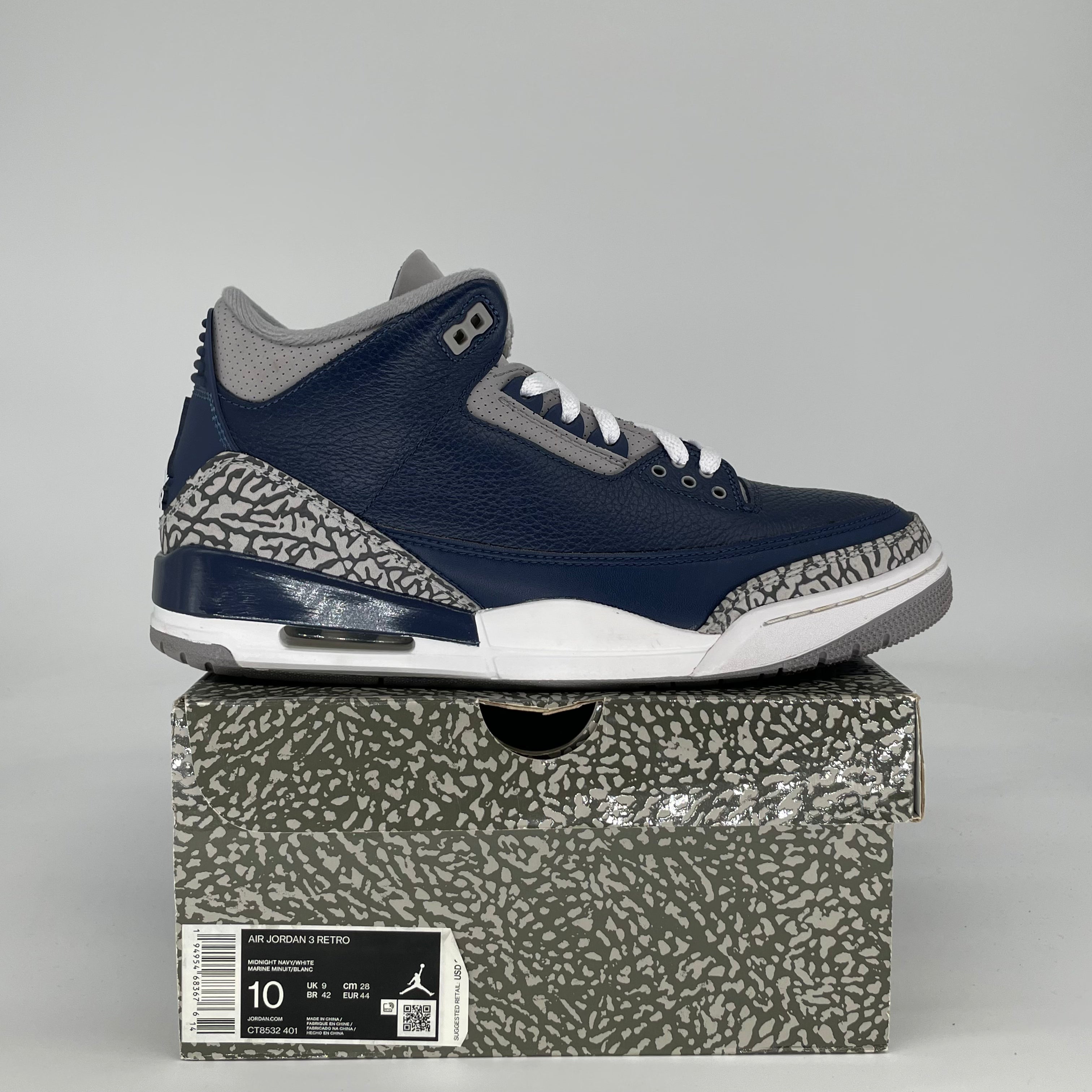 AIR JORDAN 3 GEORGETOWN CT8532-401 SIZE 10/11.5W