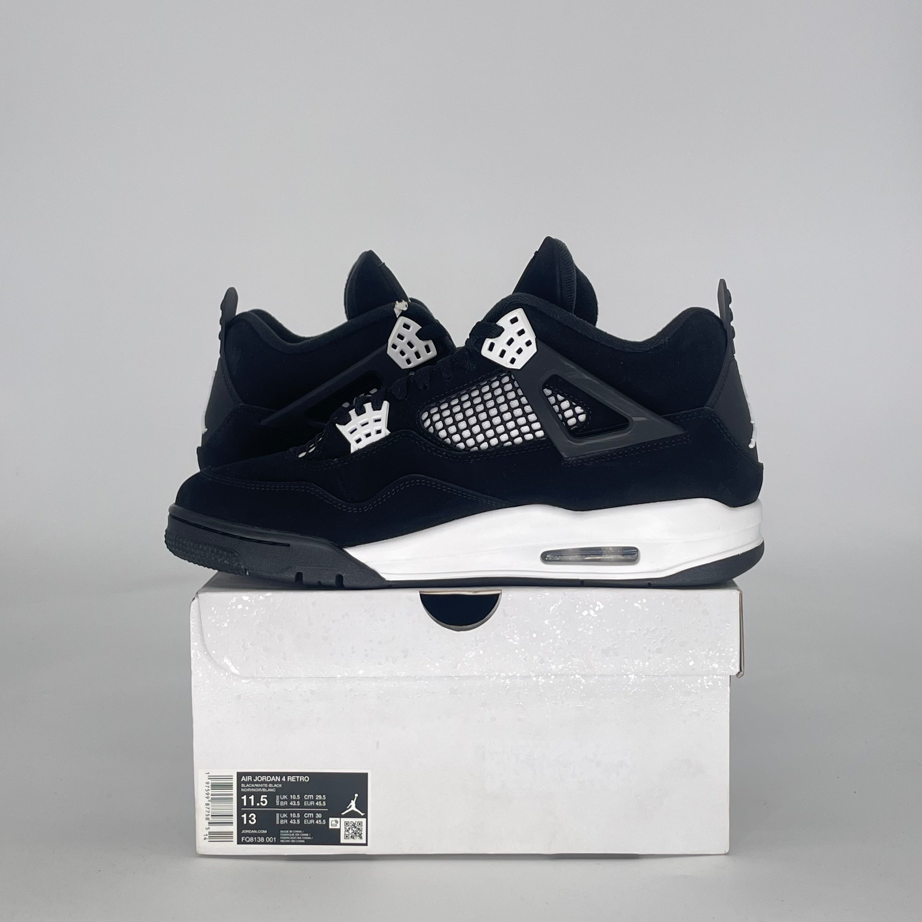 AIR JORDAN 4 WHITE THUNDER FQ8138-001 SIZE 11.5/13W