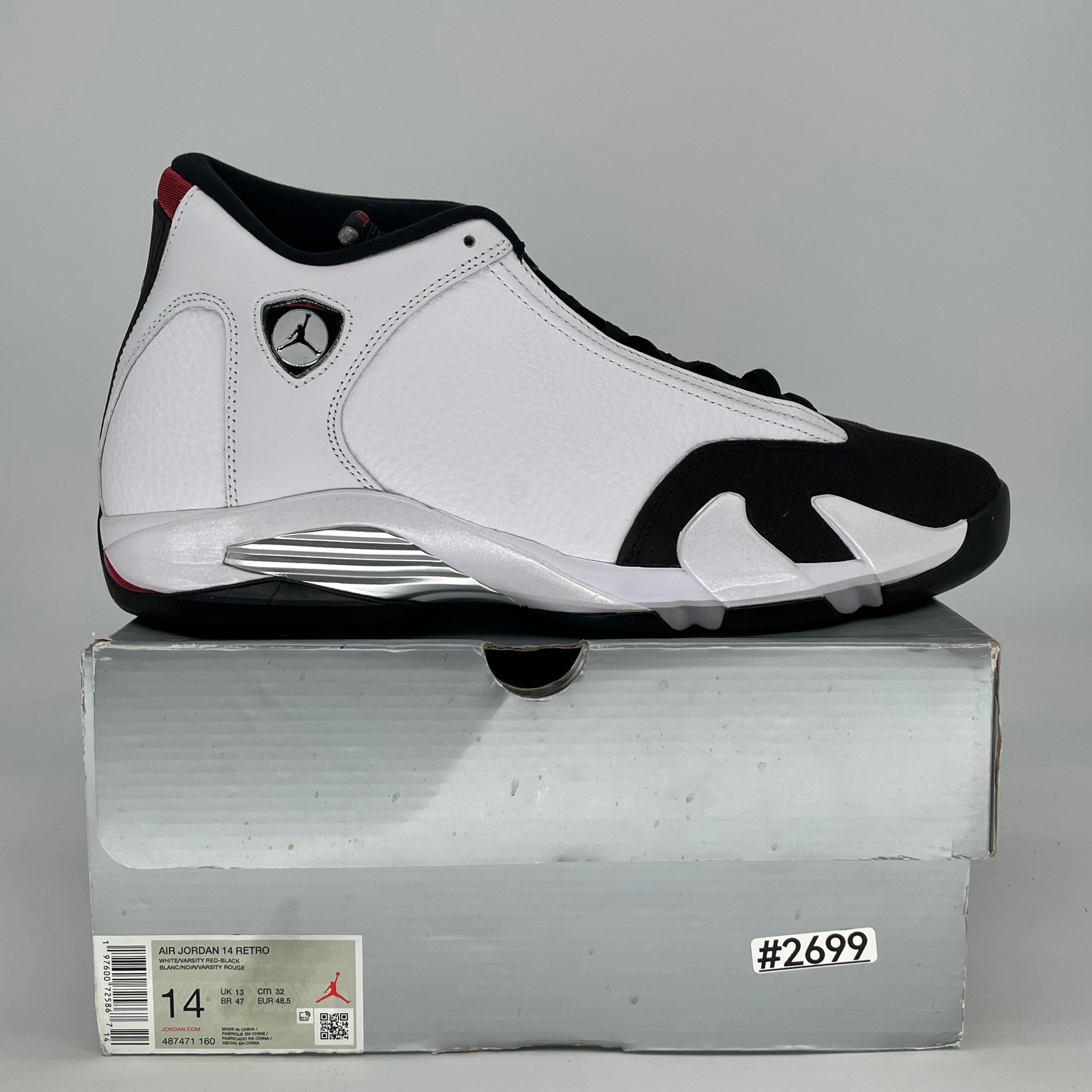 AIR JORDAN 14 BLACK TOE 487471-160 SIZE 14/15.5W