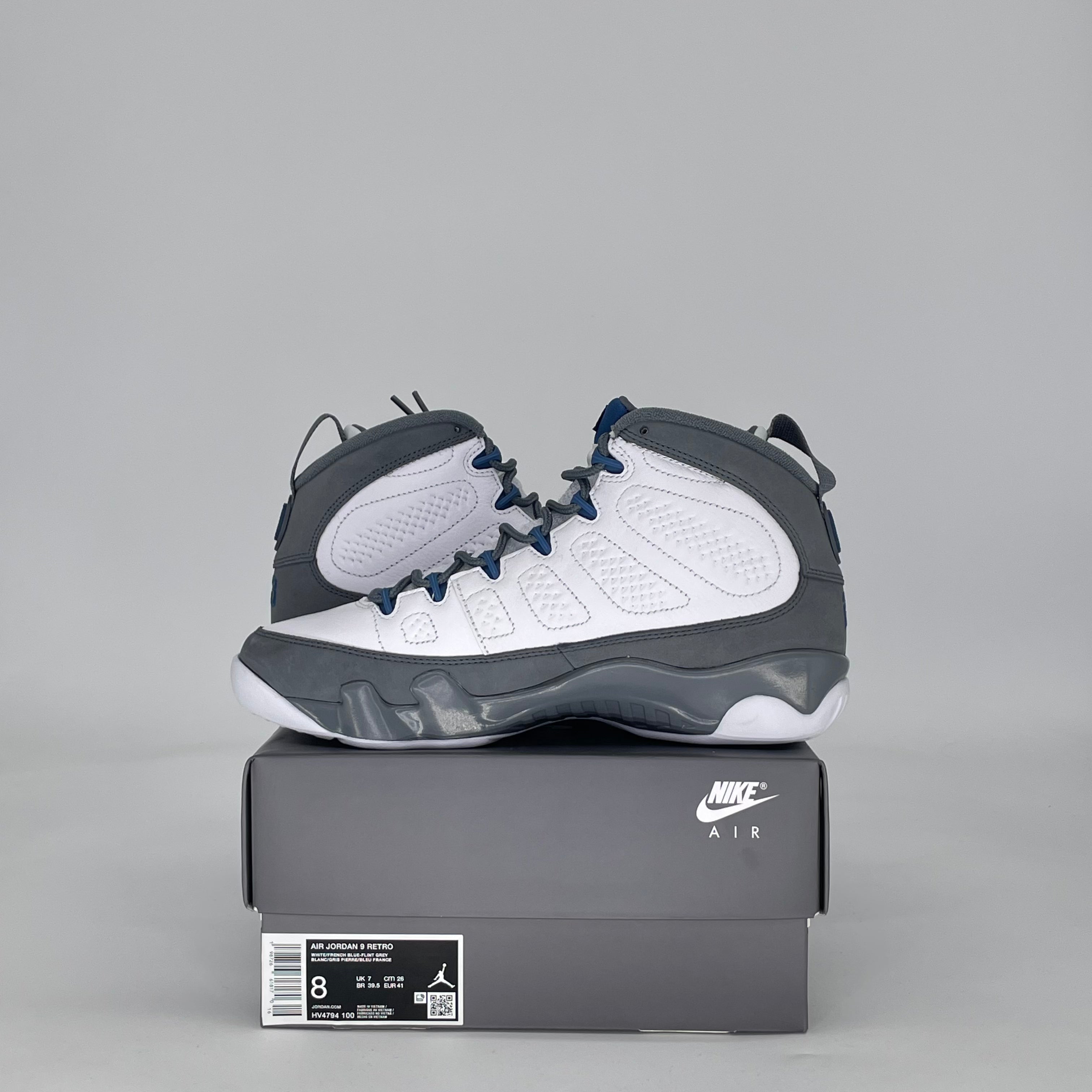 AIR JORDAN 9 FLINT GREY FRENCH BLUE HV4794-100 SIZE 8/9.5W