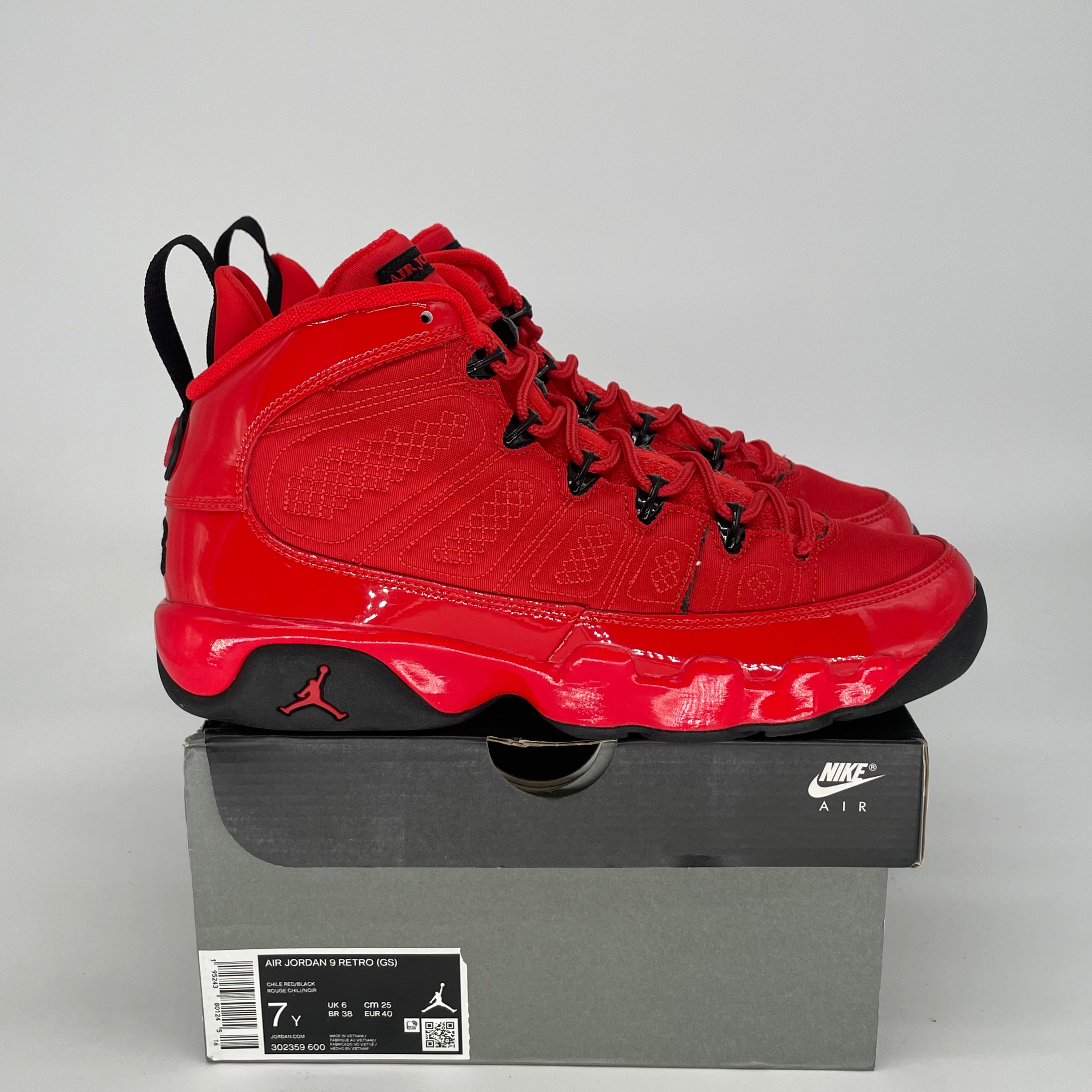 AIR JORDAN 9 CHILE RED 302359-600 SIZE 7/8.5W
