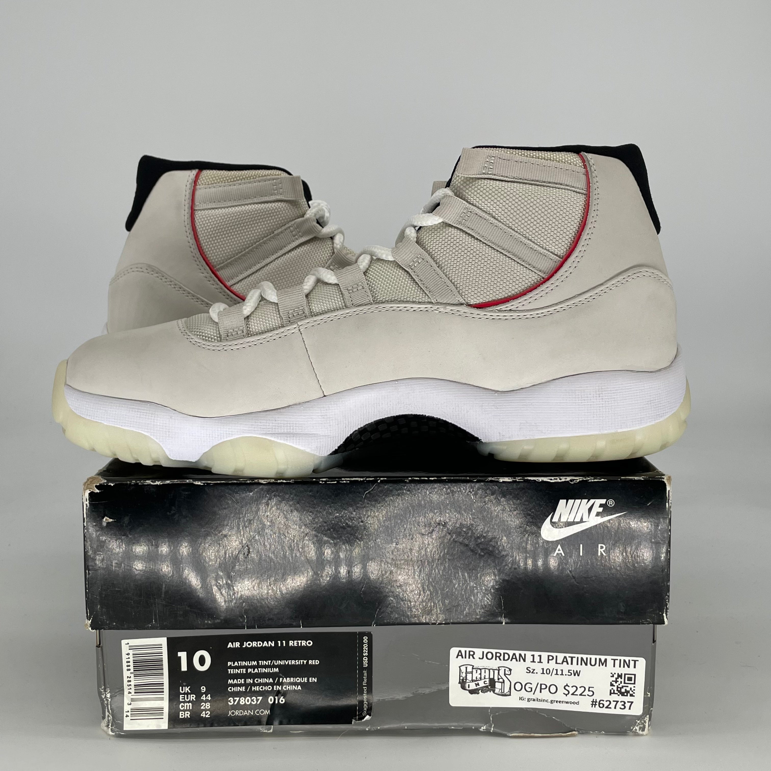 AIR JORDAN 11 PLATINUM TINT 378037-016 SIZE 10/11.5W