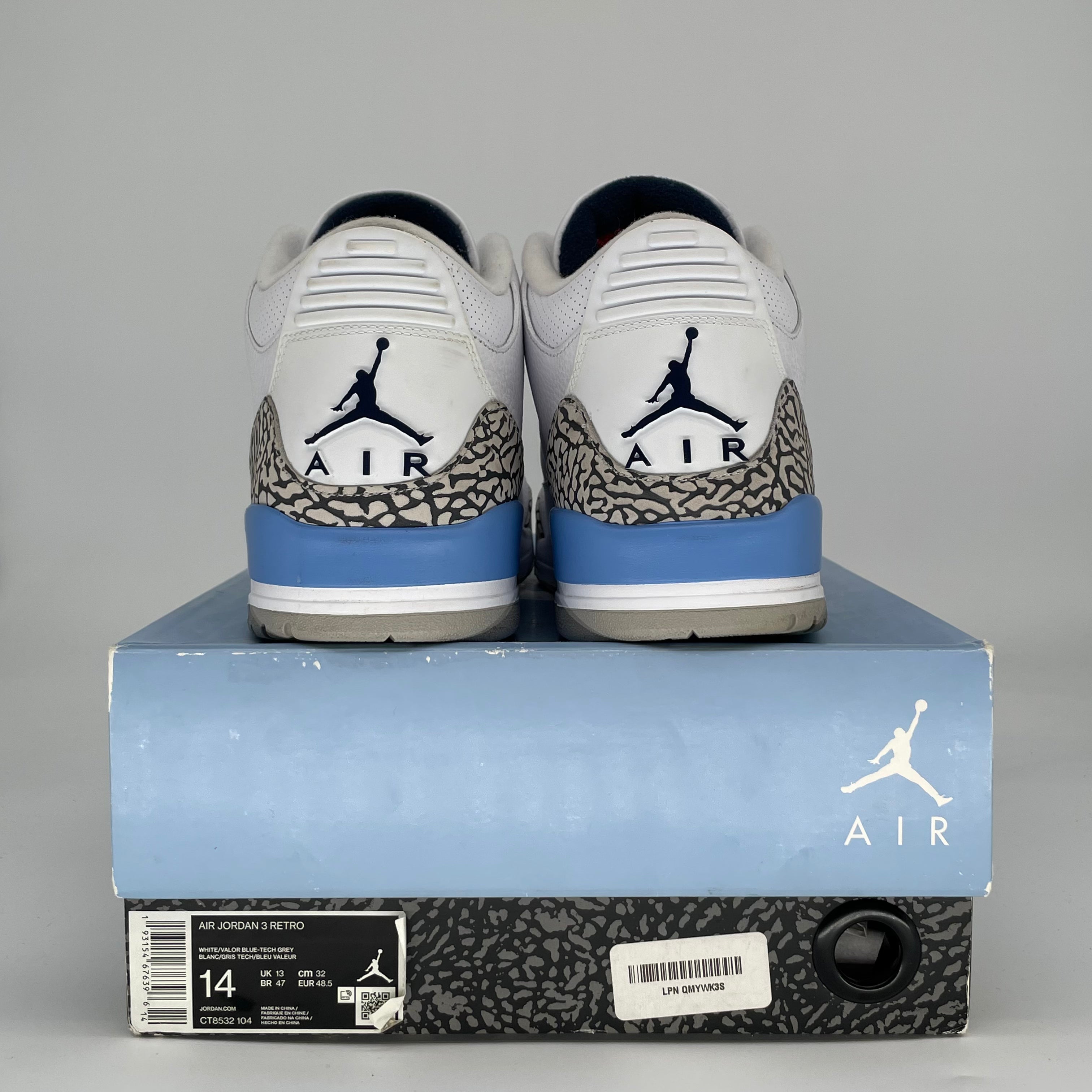AIR JORDAN 3 UNC CT8532-104 SIZE 14/15.5W