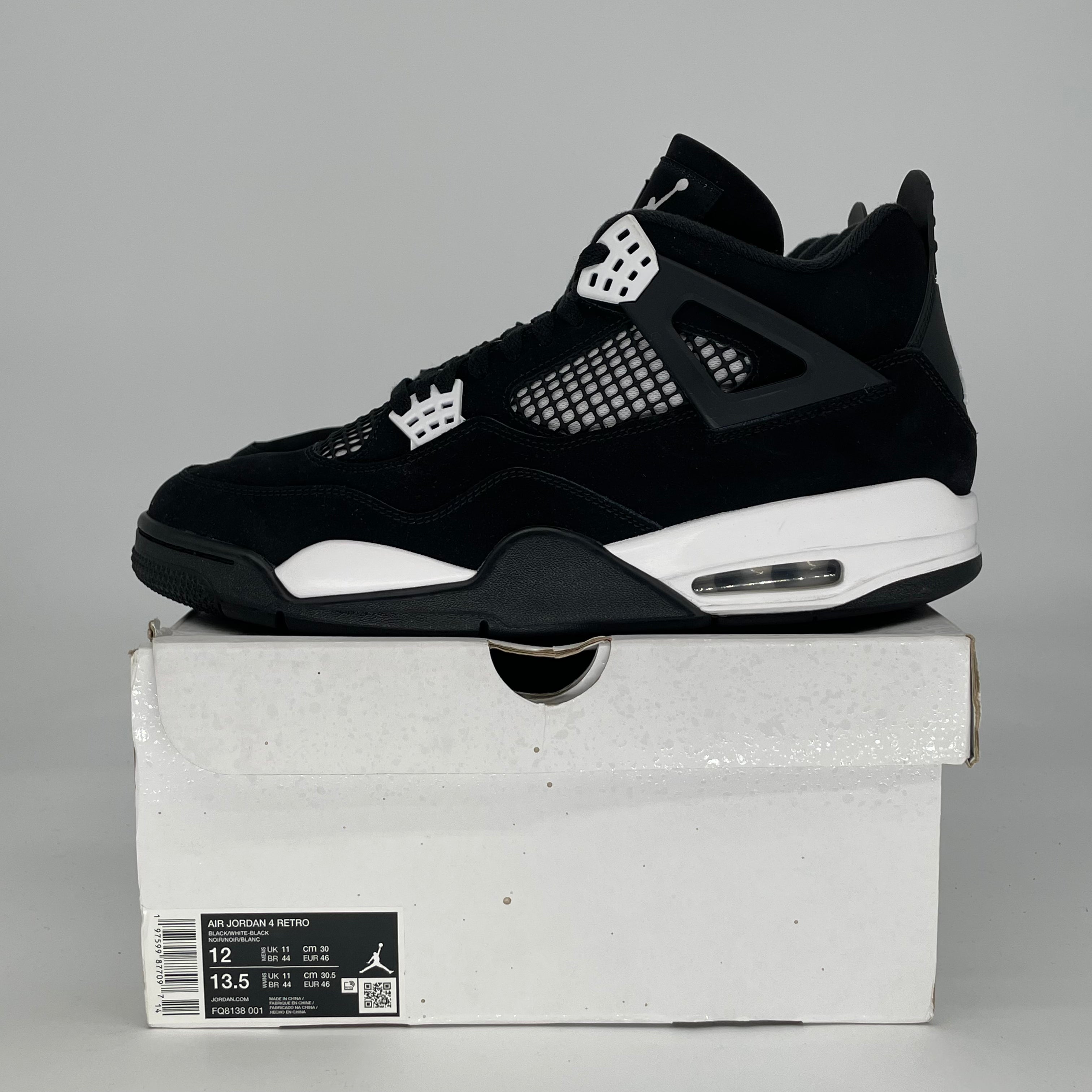 AIR JORDAN 4 WHITE THUNDER FQ8138-001 SIZE 12/13.5W
