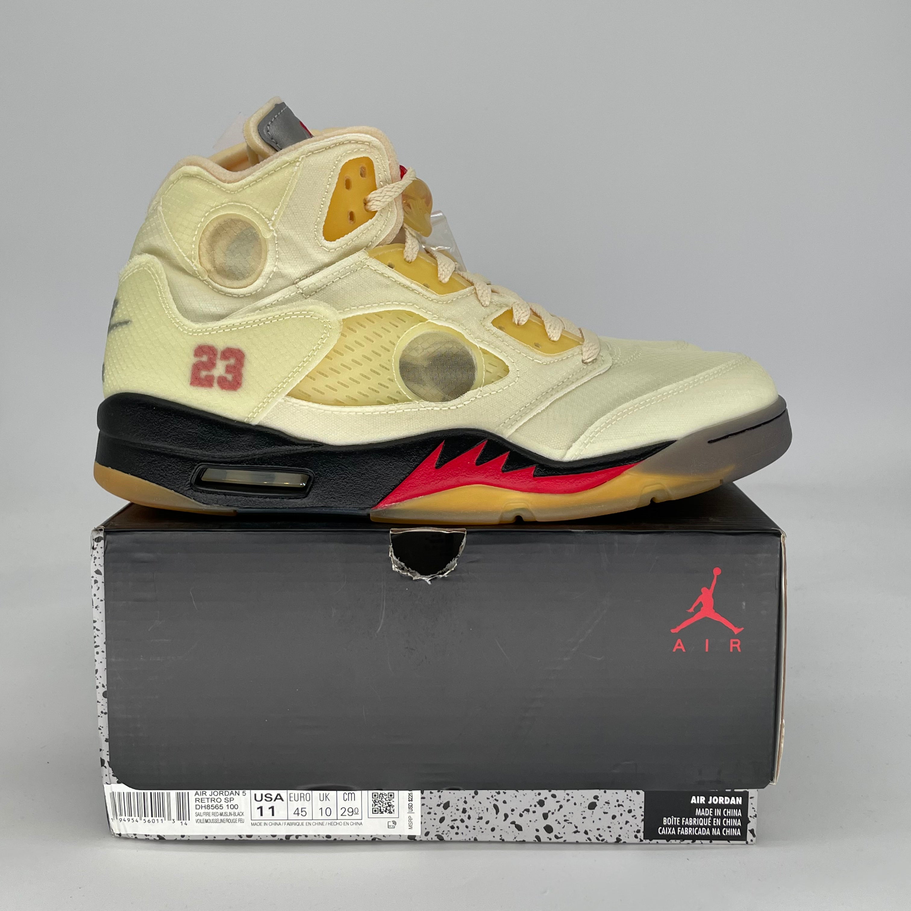 OFF WHITE X AIR JORDAN 5 SAIL DH8565-100 SIZE 11/12.5W