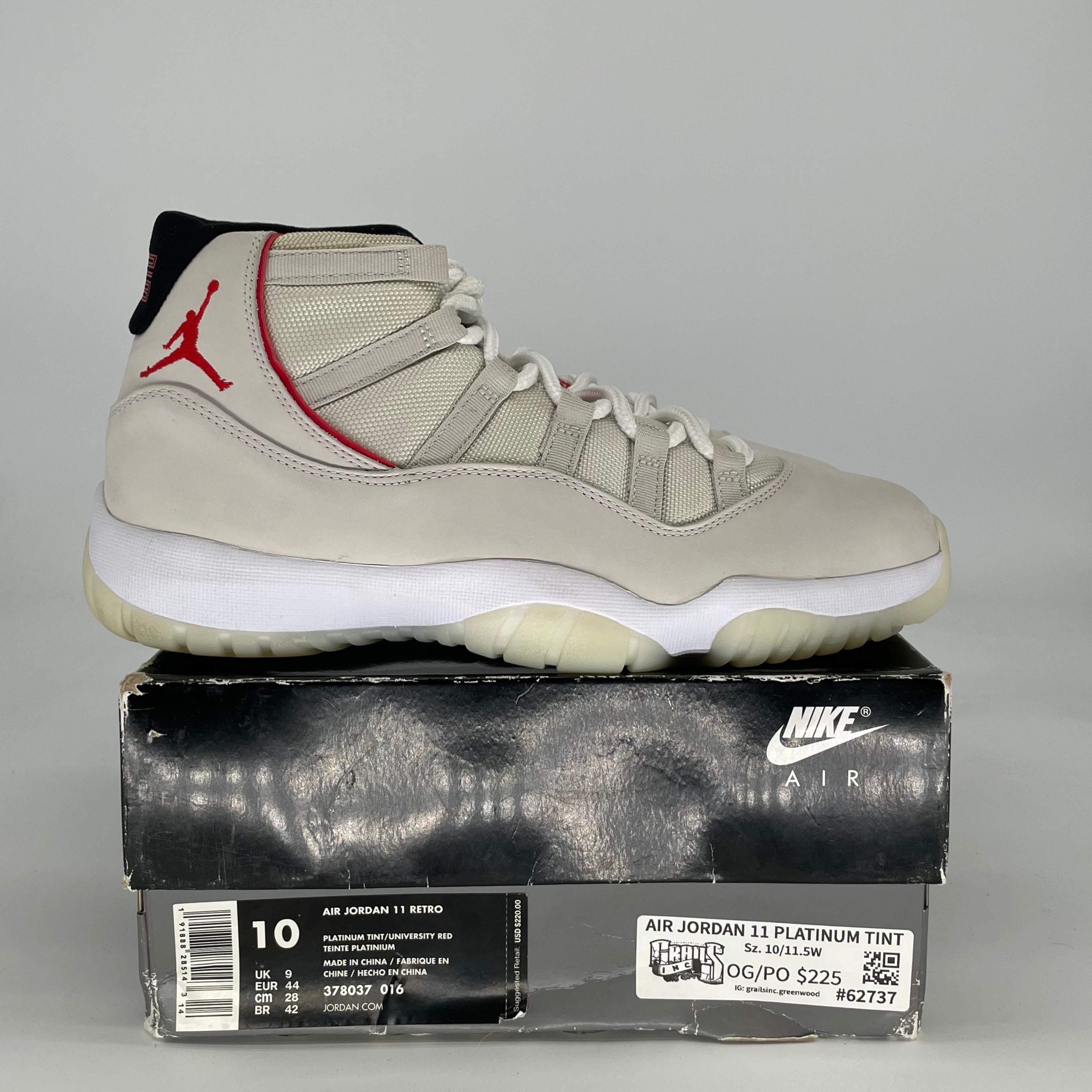 AIR JORDAN 11 PLATINUM TINT 378037-016 SIZE 10/11.5W