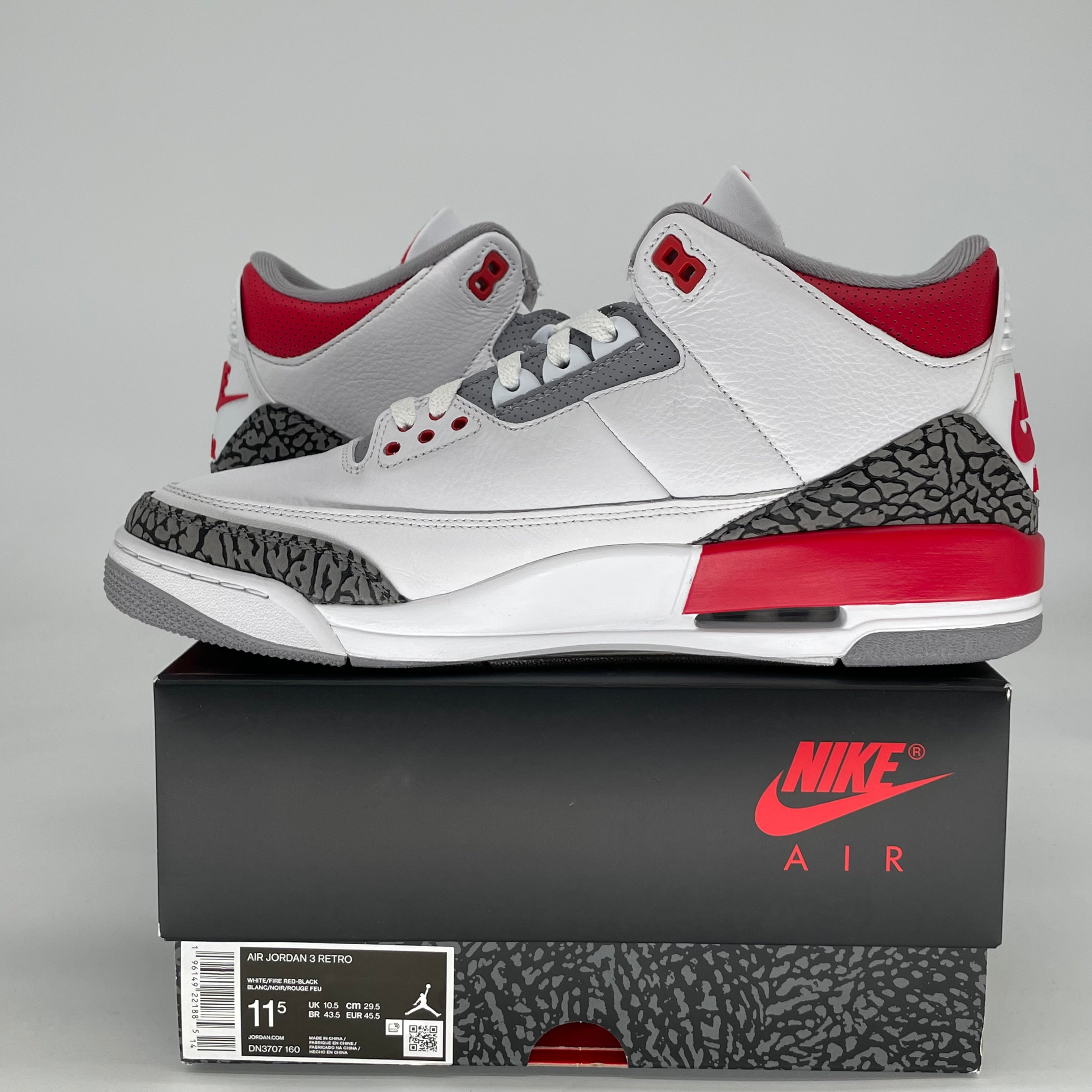 AIR JORDAN 3 FIRE RED DN3707-160 SIZE 11.5/13W