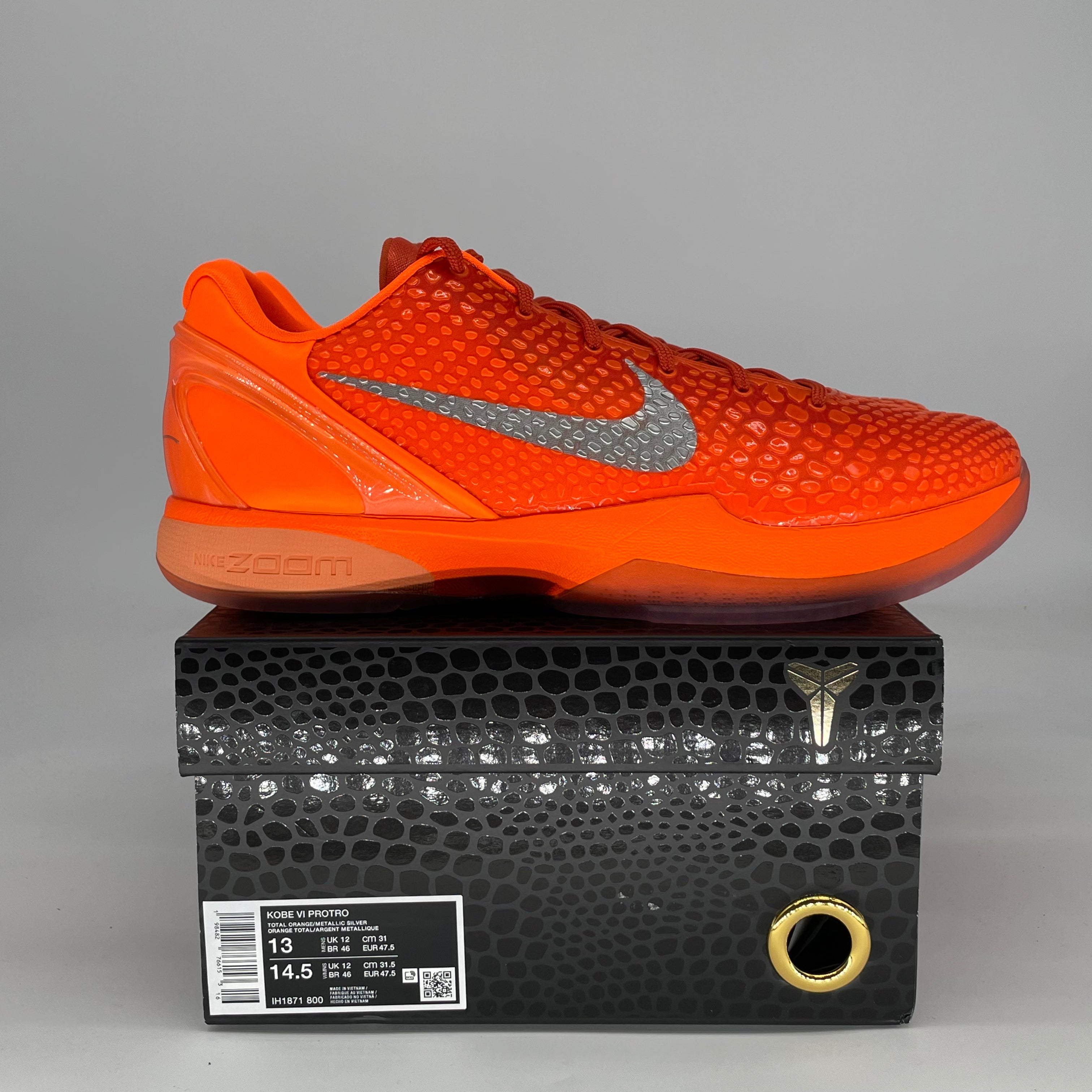 NIKE KOBE 6 PROTRO TOTAL ORANGE IH1871-800 SIZE 13/14.5W