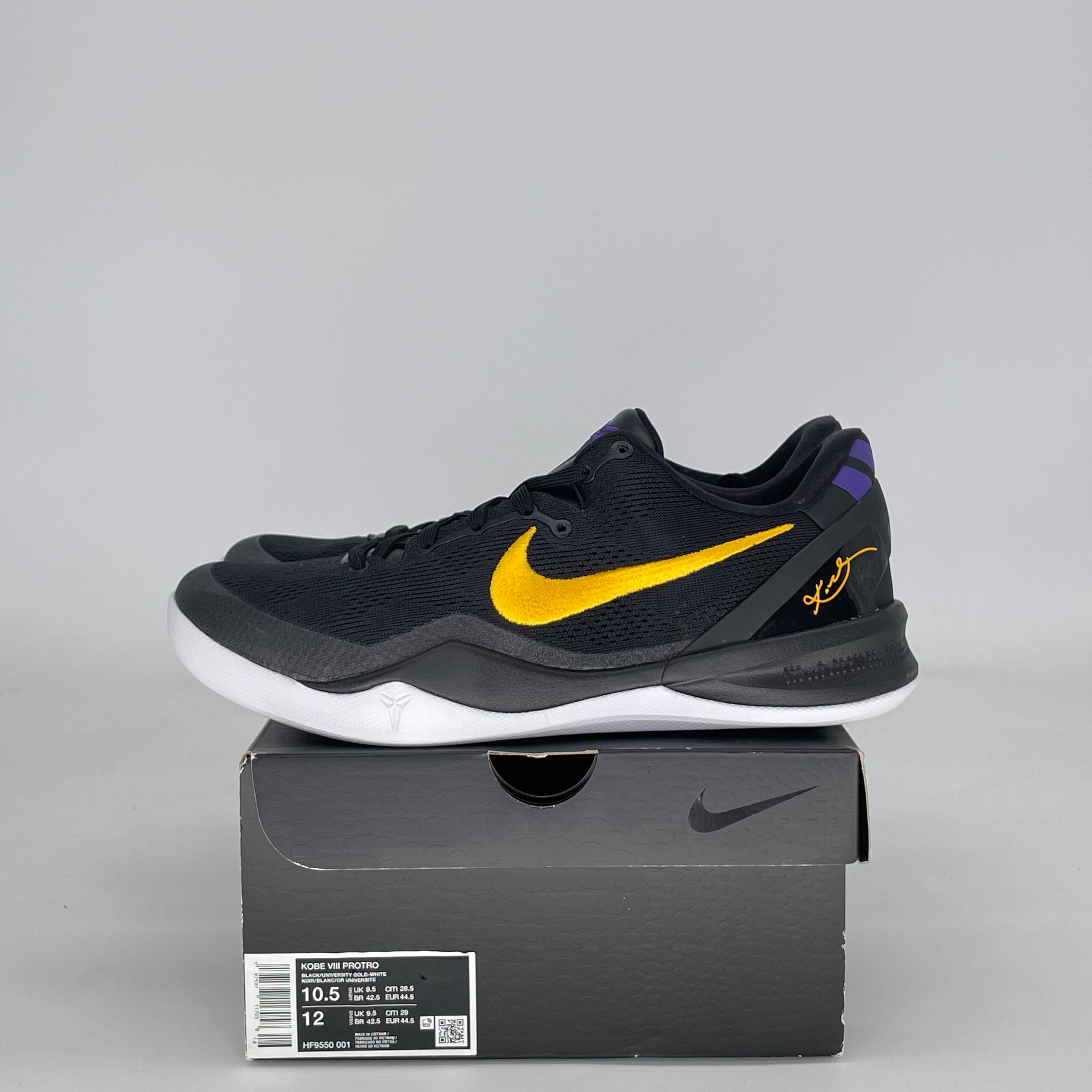 NIKE KOBE 8 PROTRO LAKERS AWAY HF9550-001 SIZE 10.5/12W