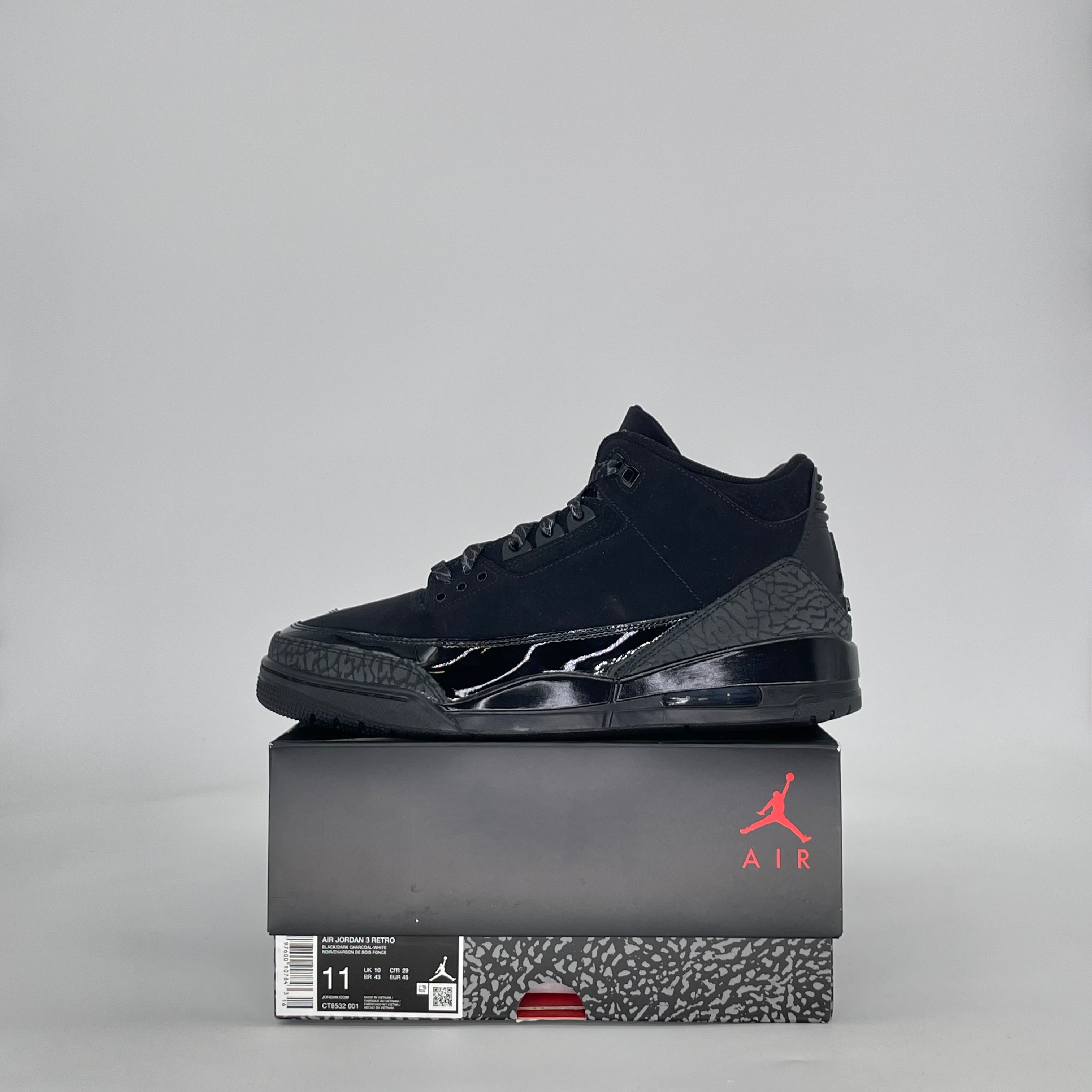 AIR JORDAN 3 BLACK CAT CT8532-001 SIZE 11/12.5W