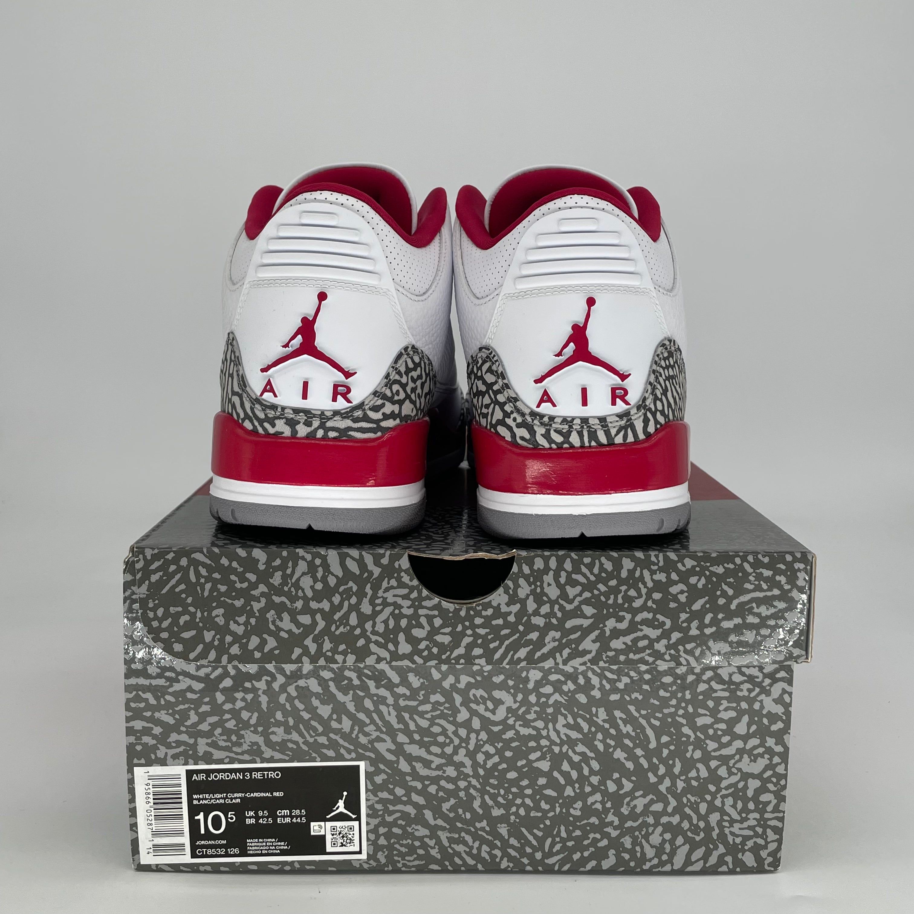 AIR JORDAN 3 CARDINAL RED CT8532-126 SIZE 10.5/12W
