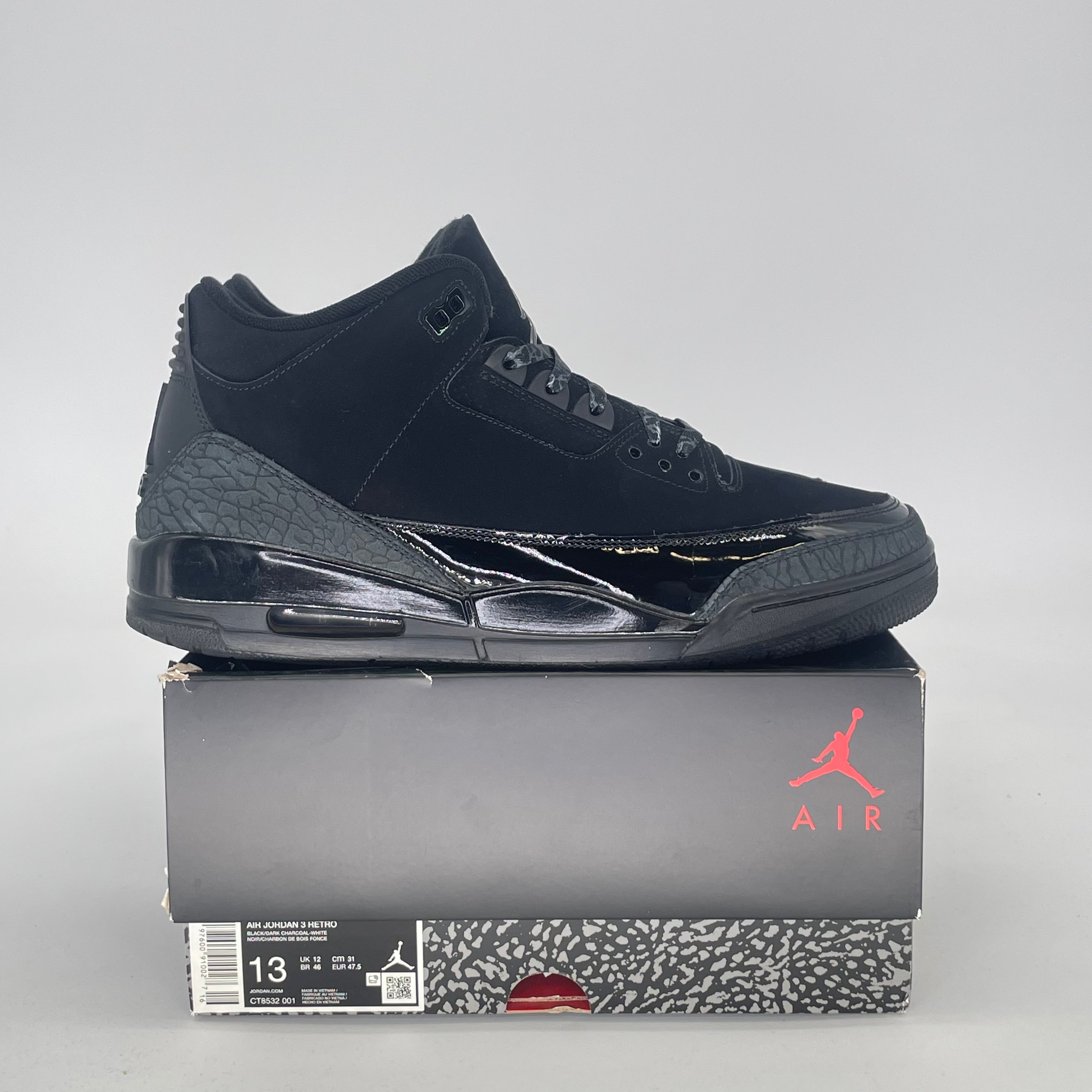 AIR JORDAN 3 BLACK CAT CT8532-001 SIZE 13/14.5W