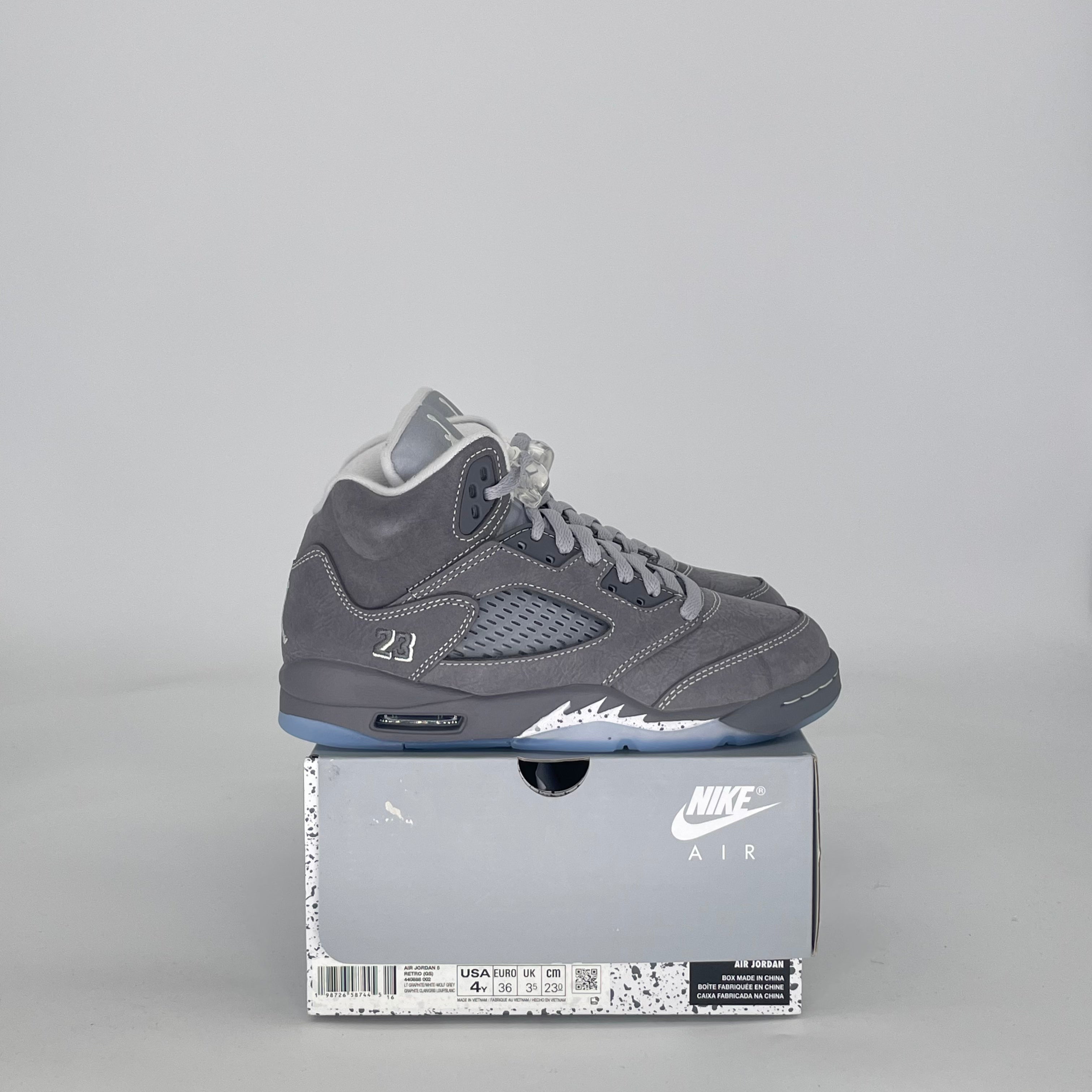 AIR JORDAN 5 WOLF GREY 440888-002 SIZE 4/5.5W GS
