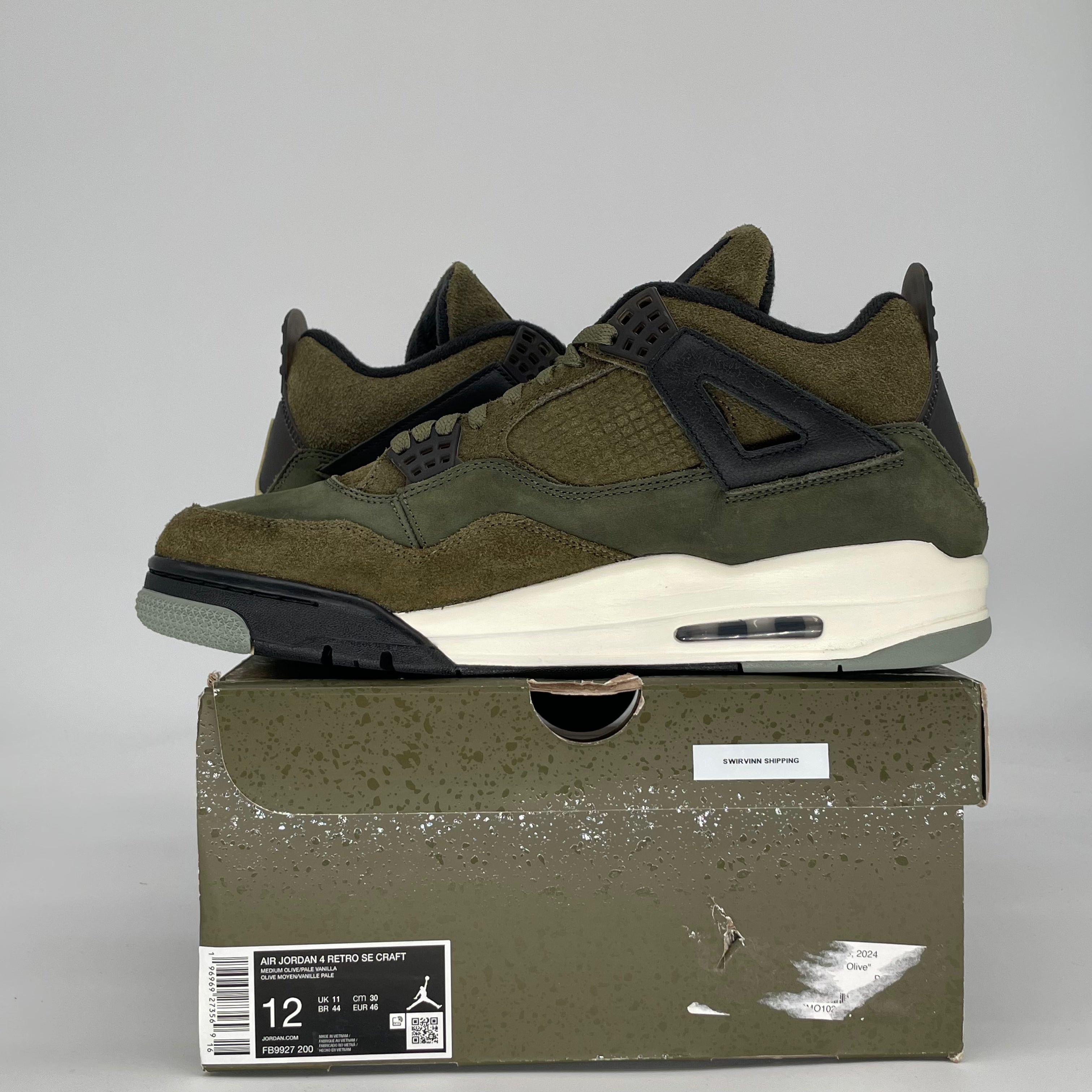 AIR JORDAN 4 CRAFT MEDIUM OLIVE FB9927-200 SIZE 12/13.5W