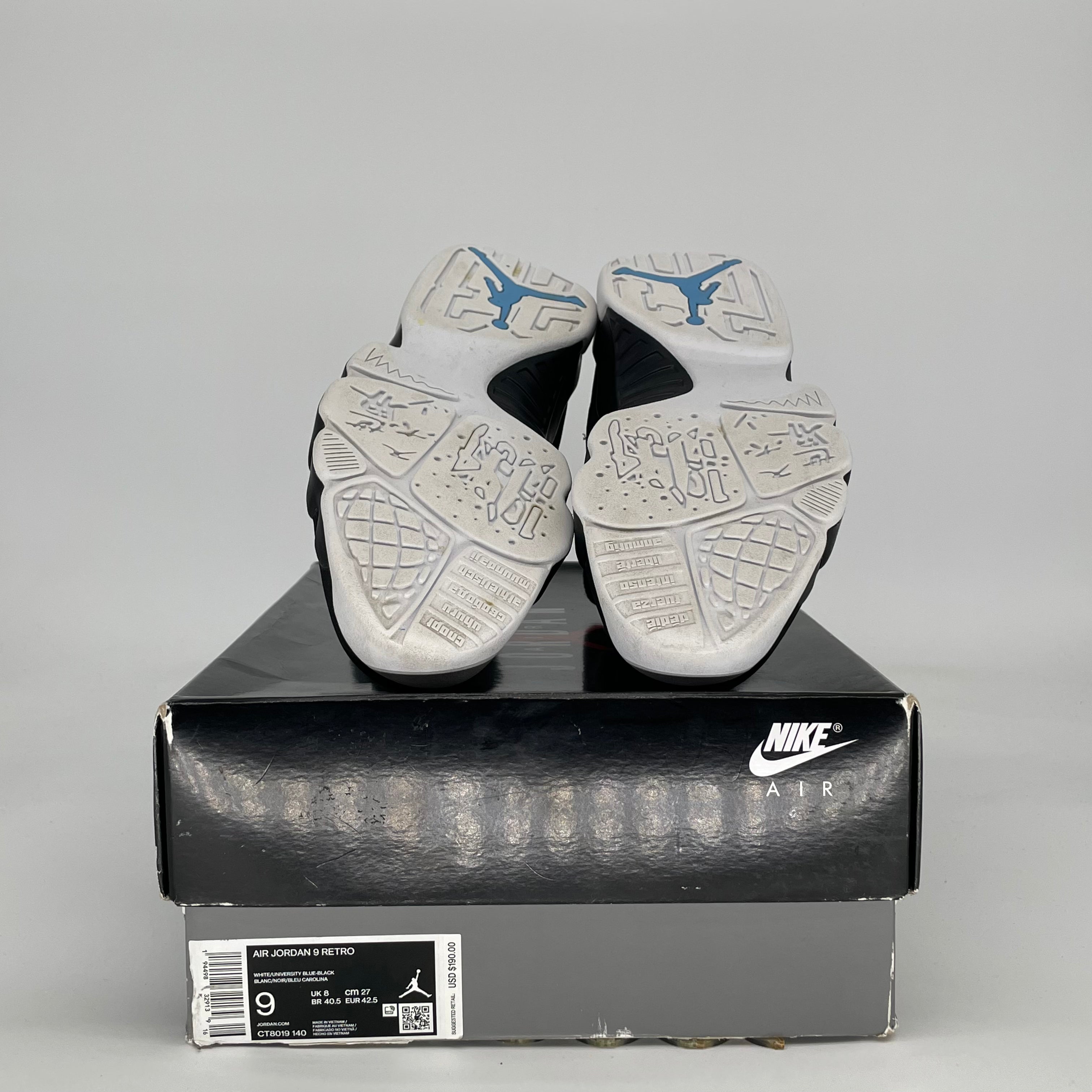 AIR JORDAN 9 UNIVERSITY BLUE CT8019-140 SIZE 9/10.5W