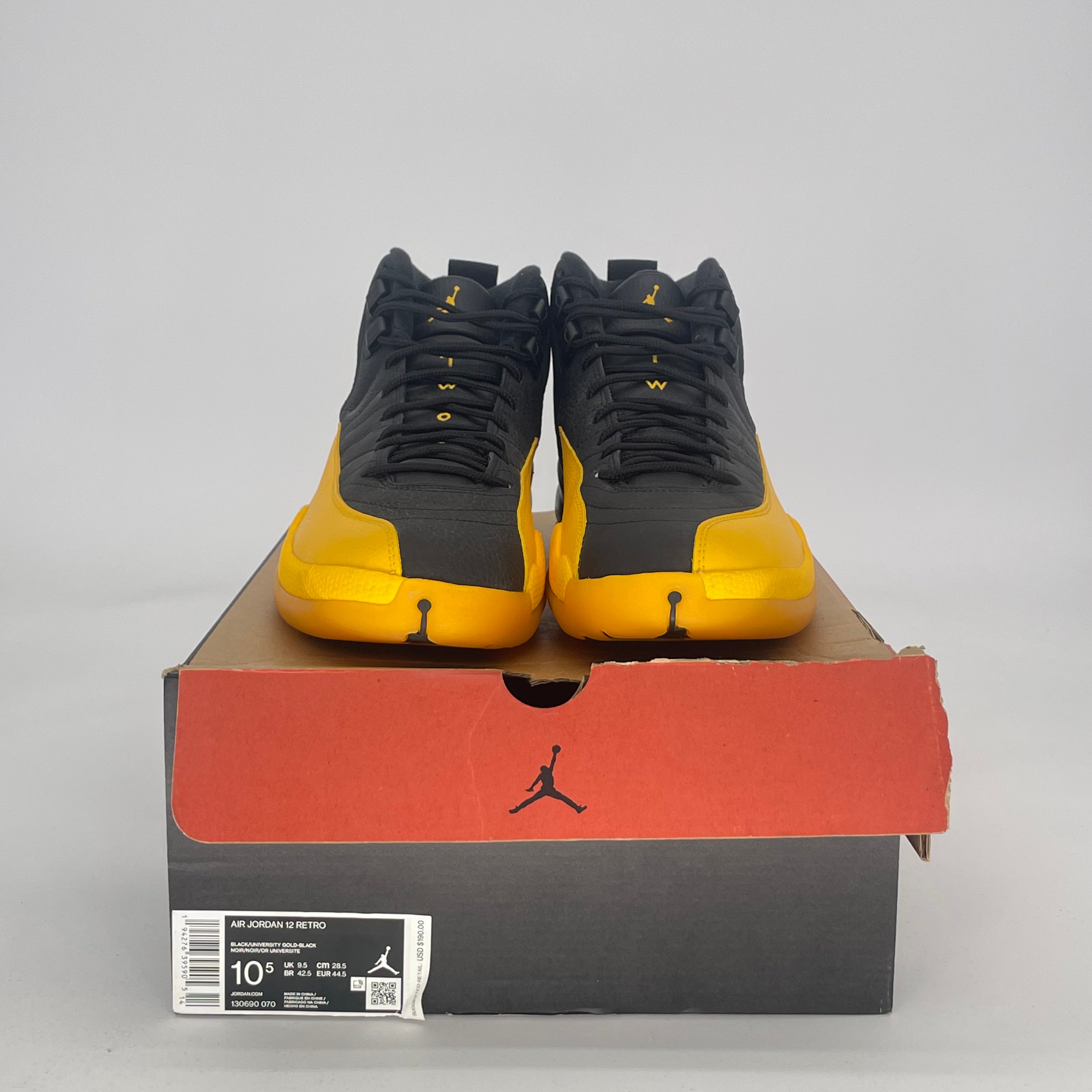 AIR JORDAN 12 BLACK UNIVERSITY GOLD 130690-070 SIZE 10.5/12W