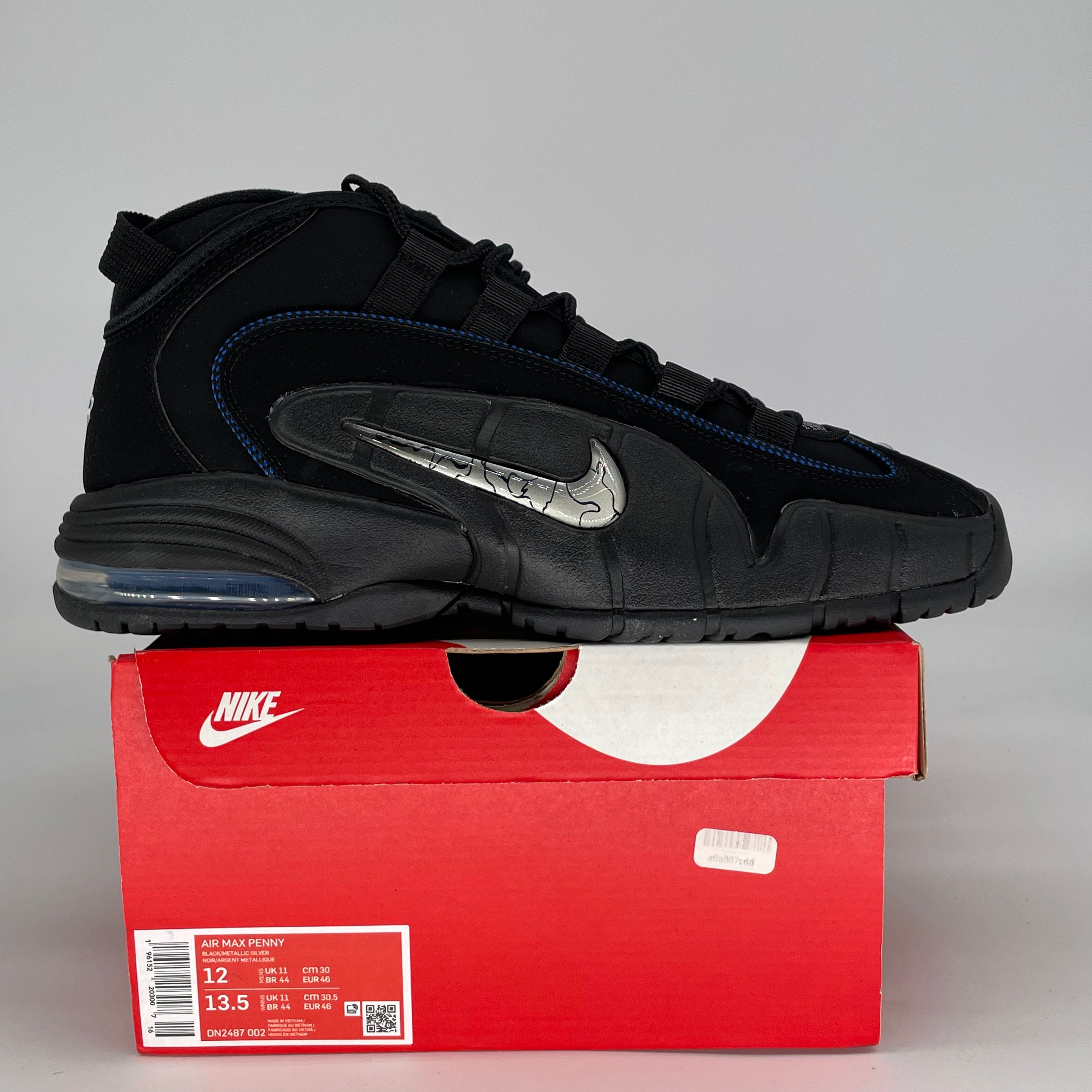 NIKE AIR MAX PENNY 1 ALL STAR BLACK METALLIC SILVER DN2487-002 SIZE 12/13.5W