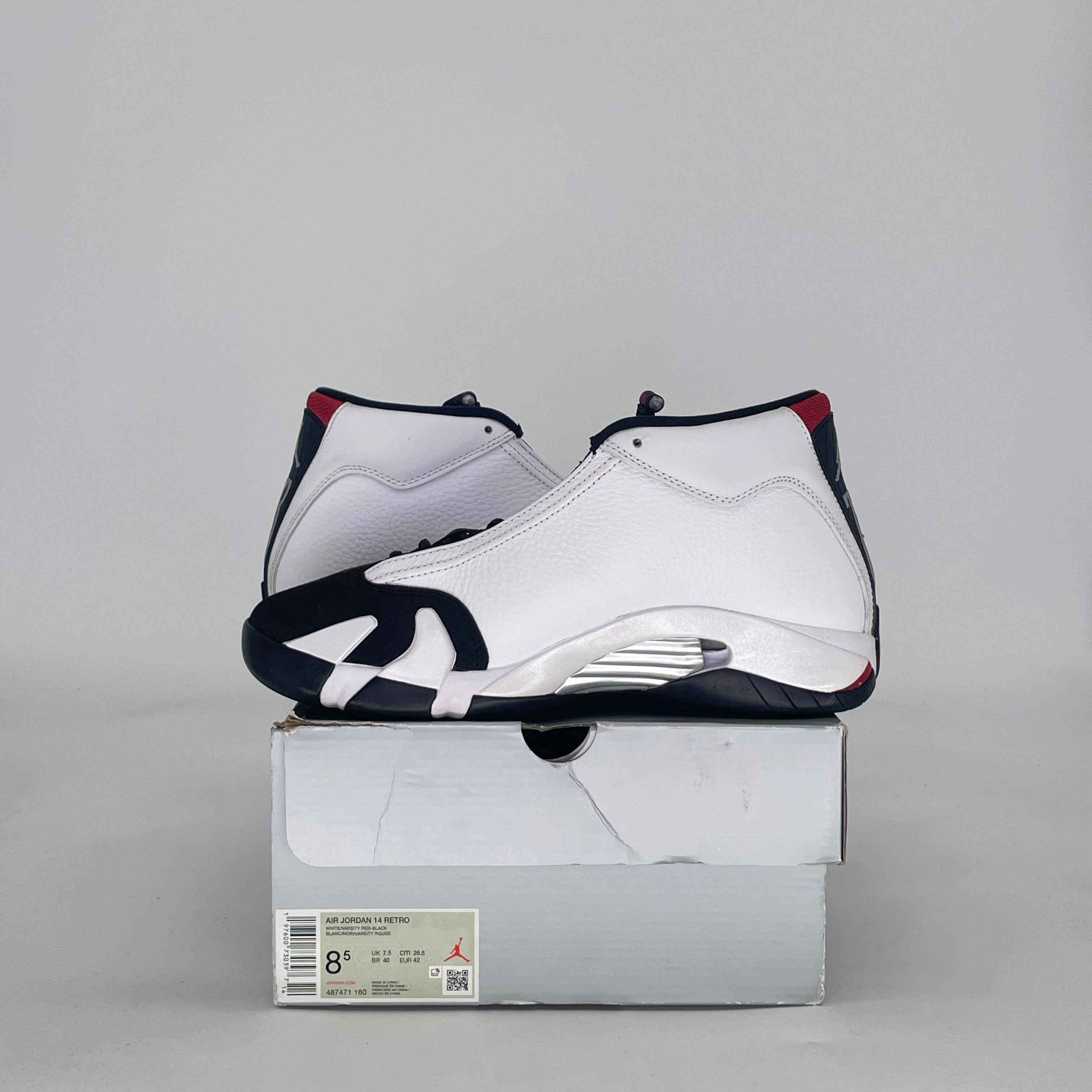 AIR JORDAN 14 BLACK TOE 487471-160 SIZE 8.5/10W