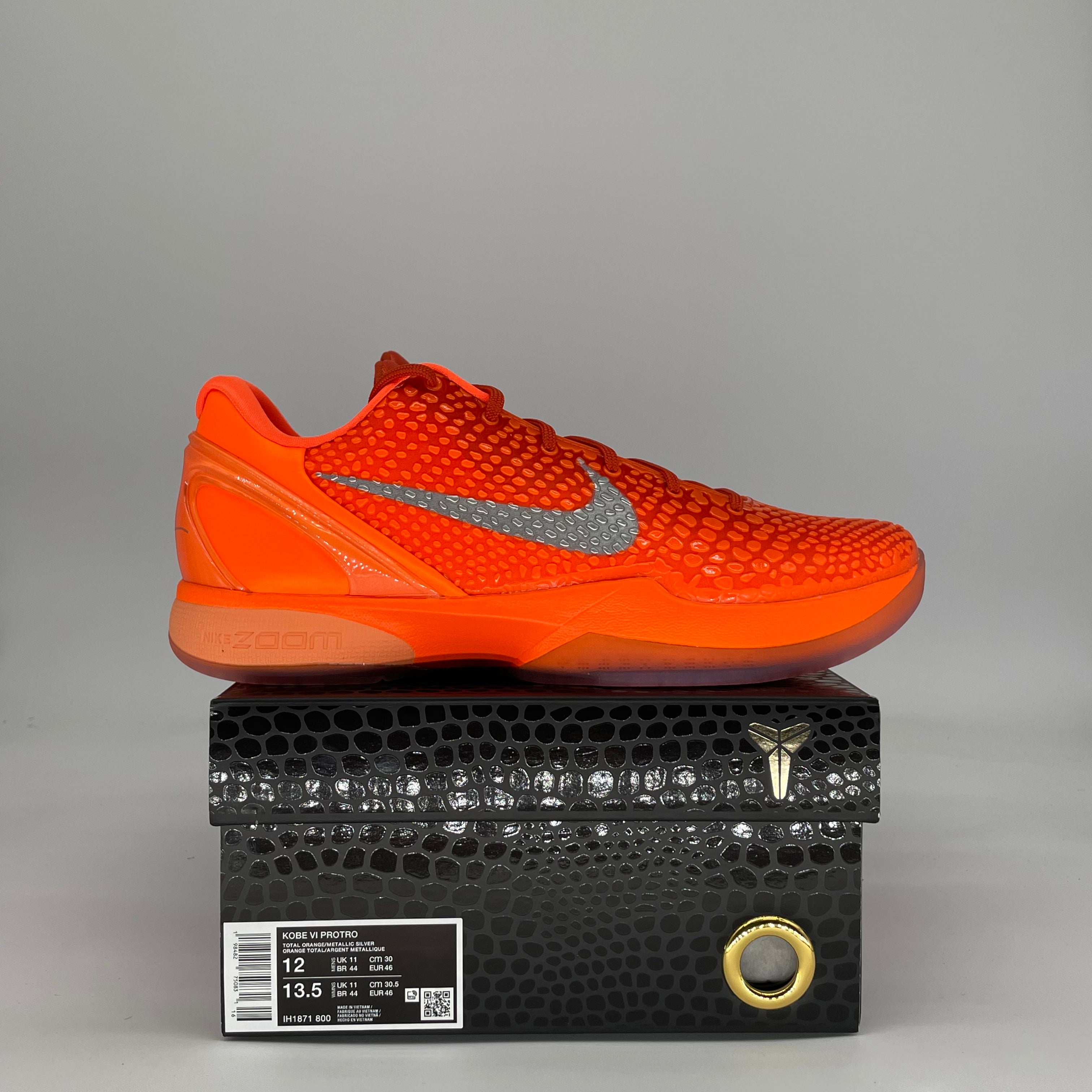 NIKE KOBE 6 PROTRO TOTAL ORANGE IH1871-800 SIZE 12/13.5W