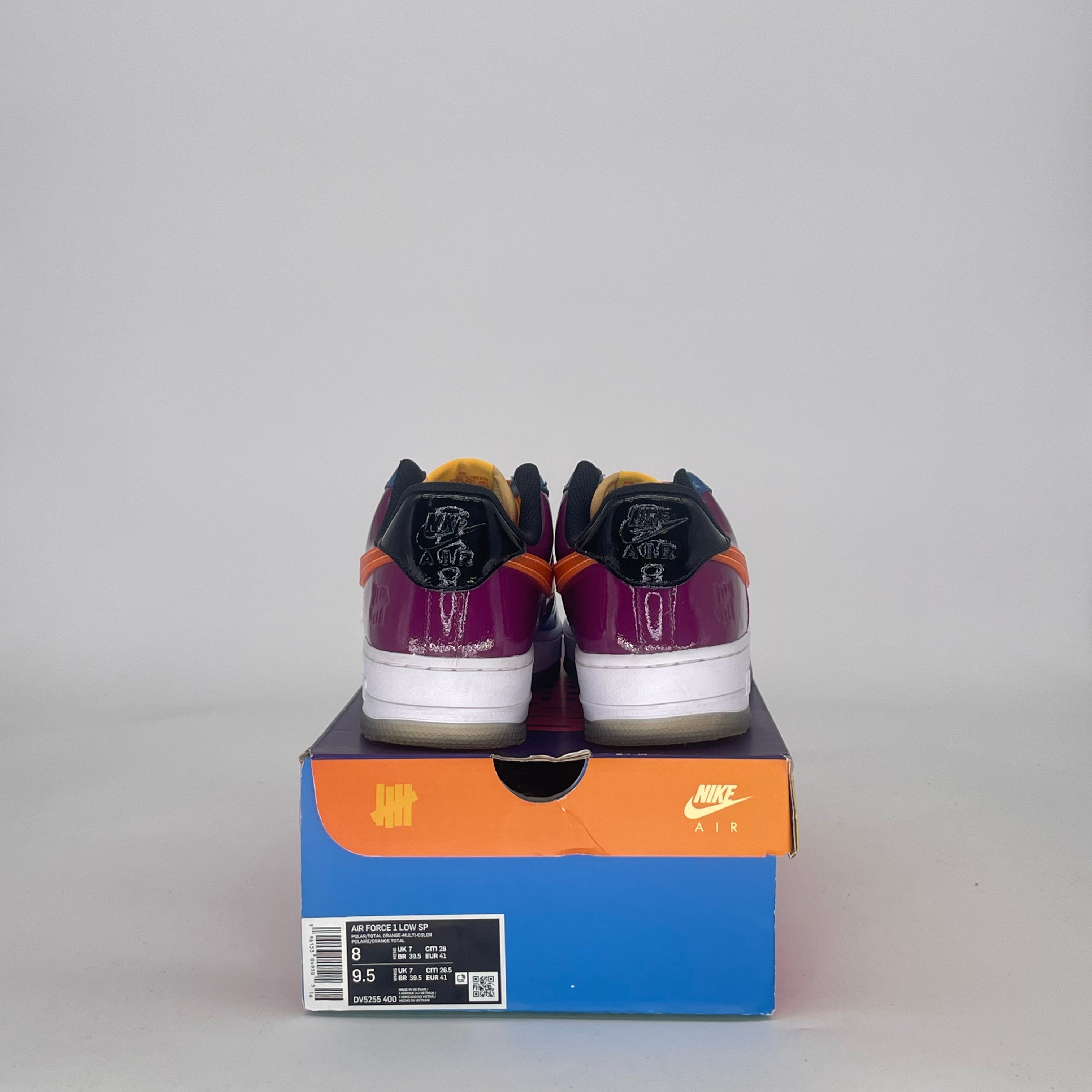 NIKE AIR FORCE 1 LOW UNDEFEATED MULTI-PATENT TOTAL ORANGE DV5255-400 SIZE 8/9.5W