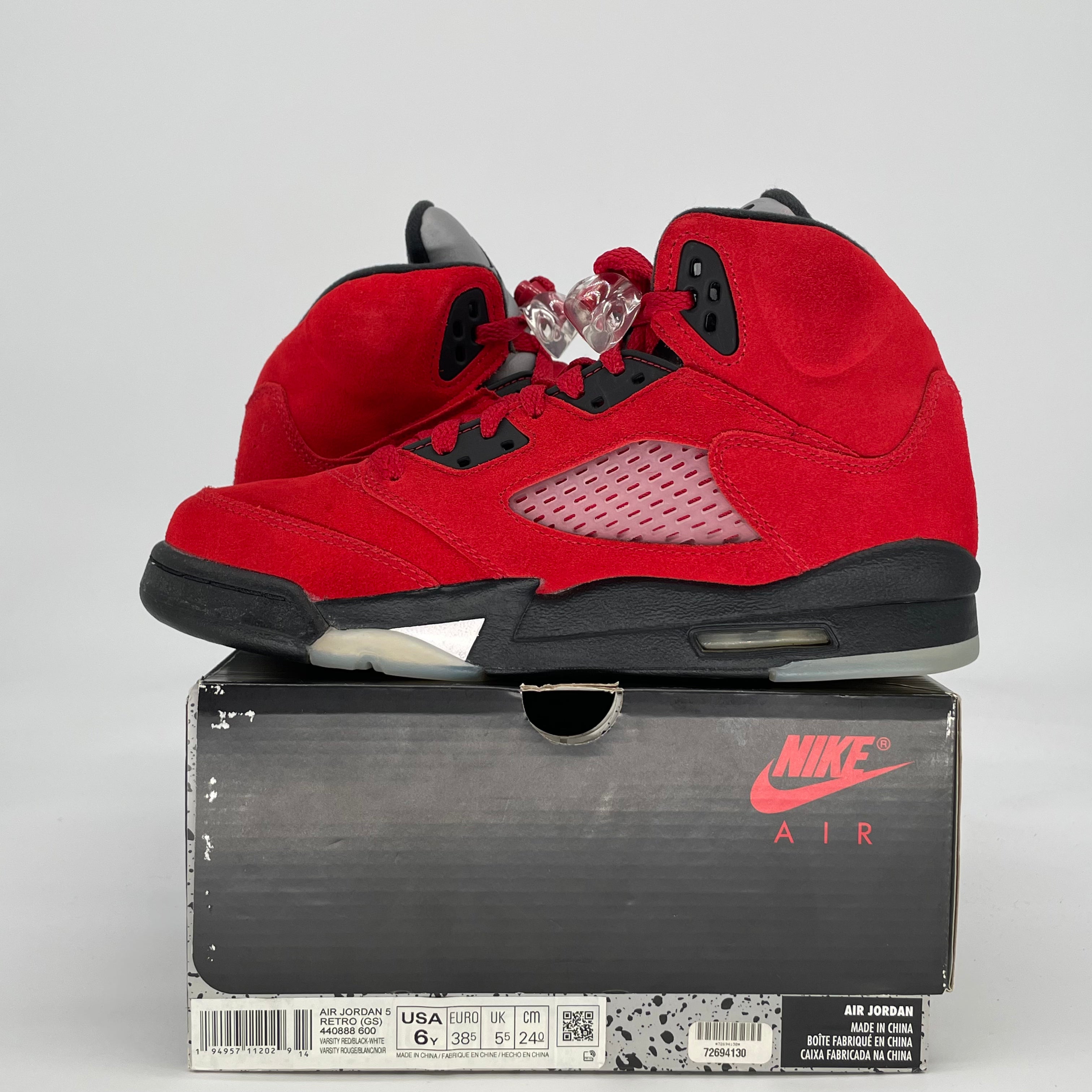AIR JORDAN 5 RAGING BULL RED 440888-600 SIZE 6/7.5W