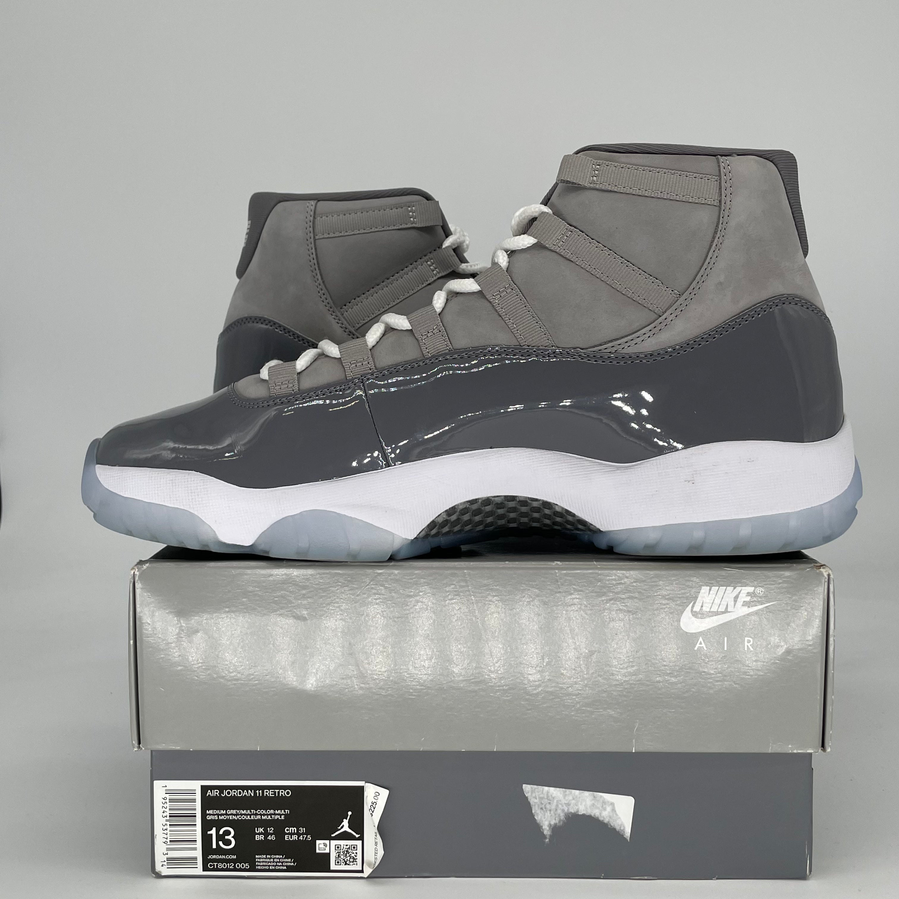 AIR JORDAN 11 COOL GREY CT8012-005 SIZE 13/14.5W