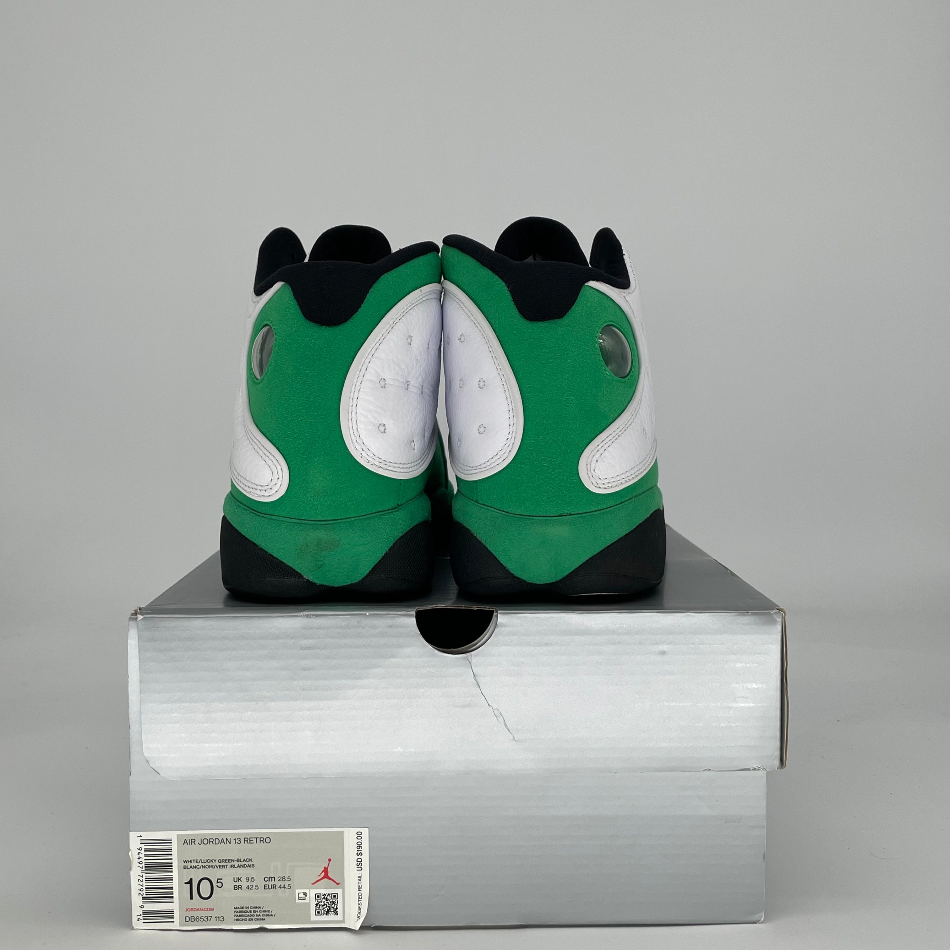AIR JORDAN 13 WHITE LUCKY GREEN DB6537-113 SIZE 10/11.5W