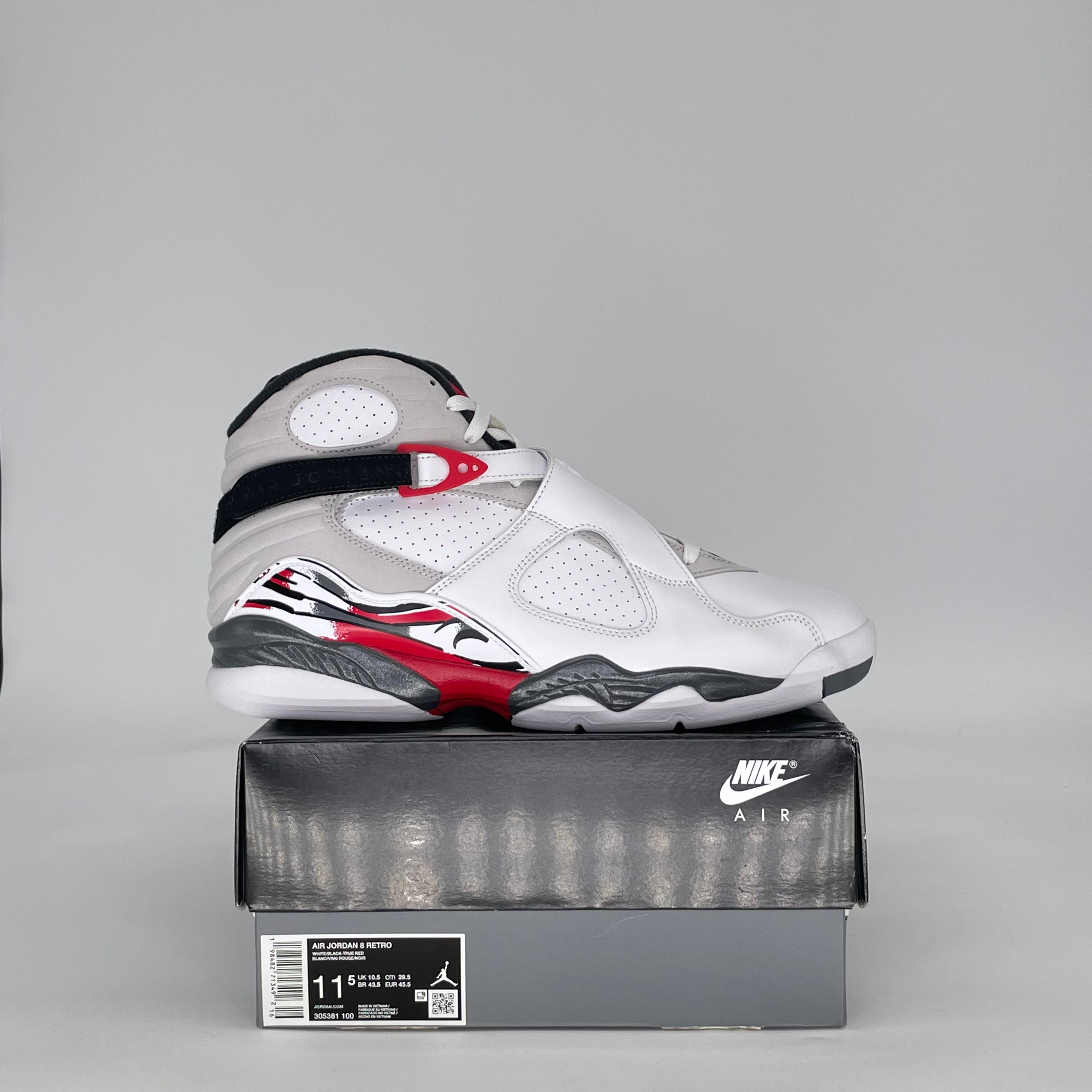 AIR JORDAN 8 WHITE TRUE RED 305381-100 SIZE 11.5/13W