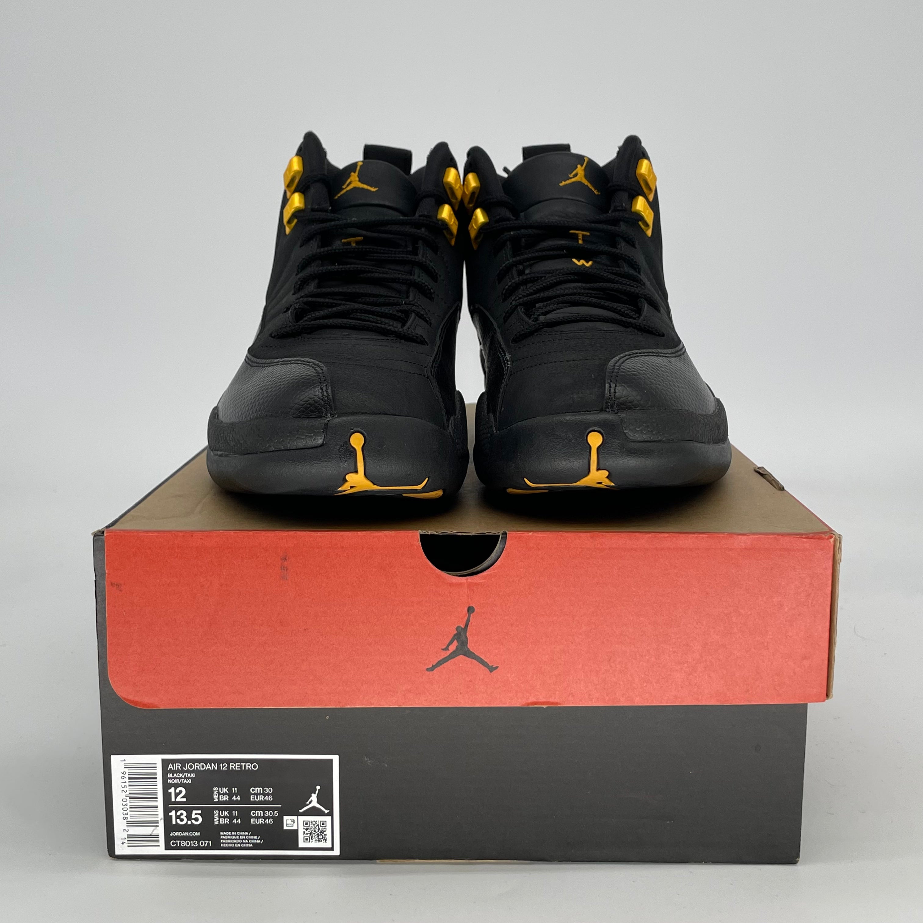 AIR JORDAN 12 BLACK TAXI CT8013-071 SIZE 12/13.5W