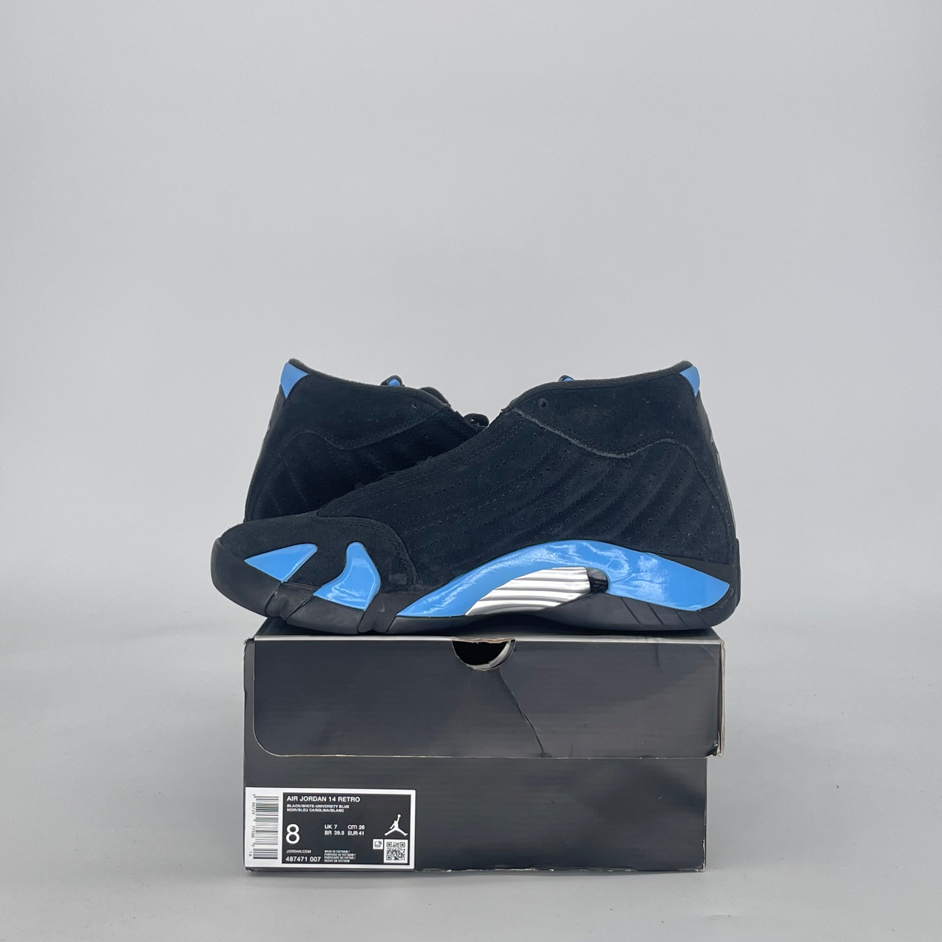 AIR JORDAN 14 BLACK UNIVERSITY BLUE 487471-007 SIZE 8/9.5W