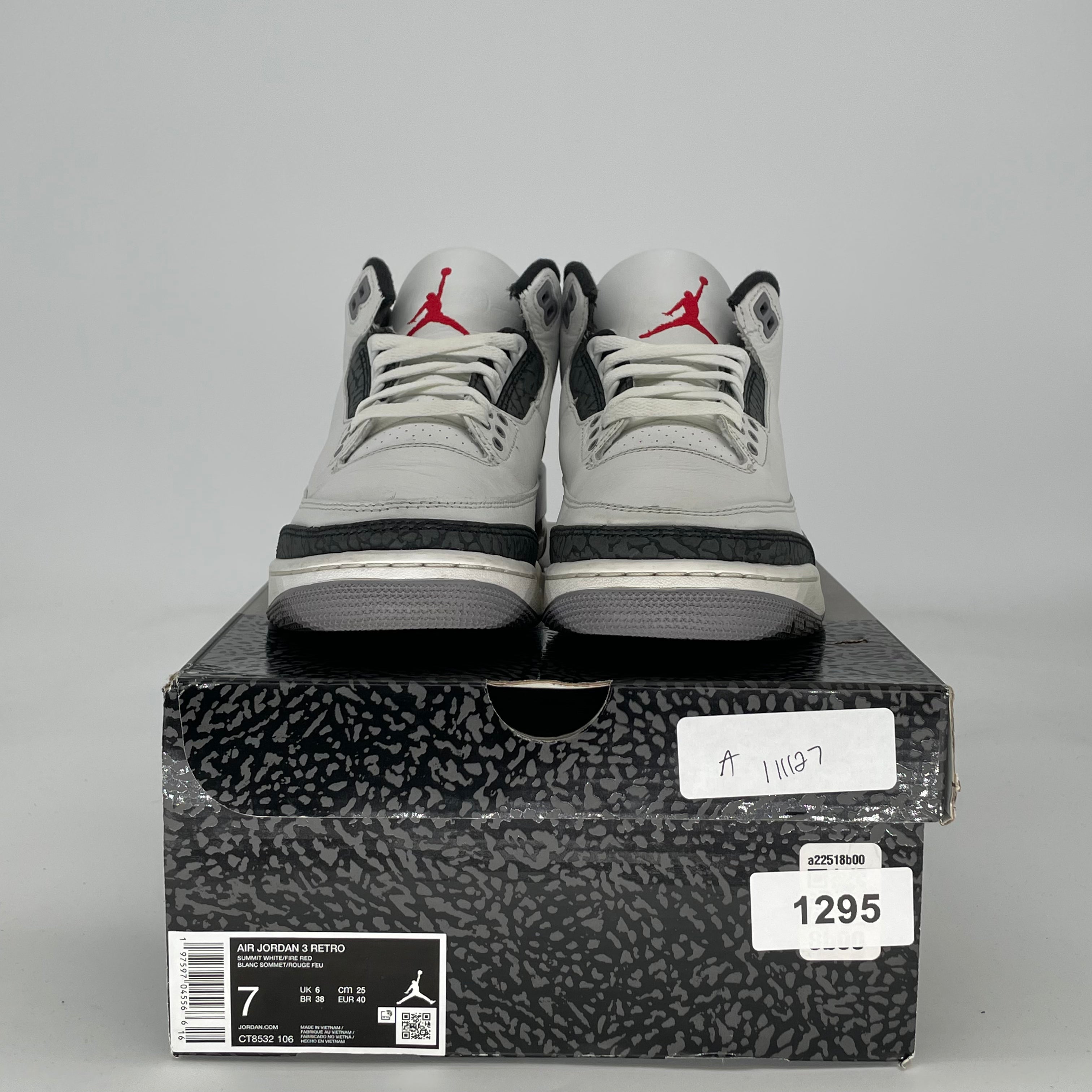 AIR JORDAN 3 CEMENT GREY CT8532-106 SIZE 7/8.5W