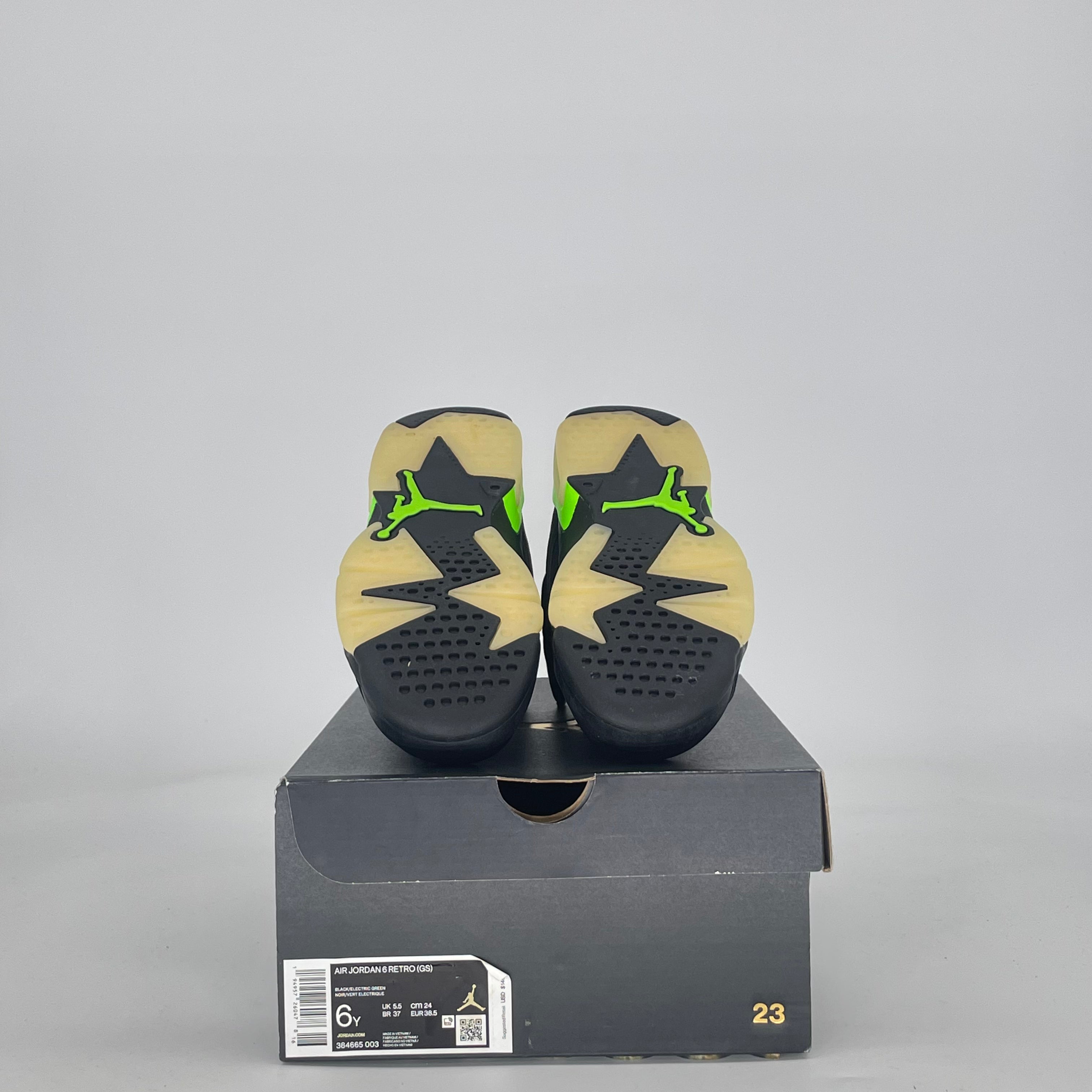 AIR JORDAN 6 ELECTRIC GREEN 384665-003 SIZE 6/7.5W GS