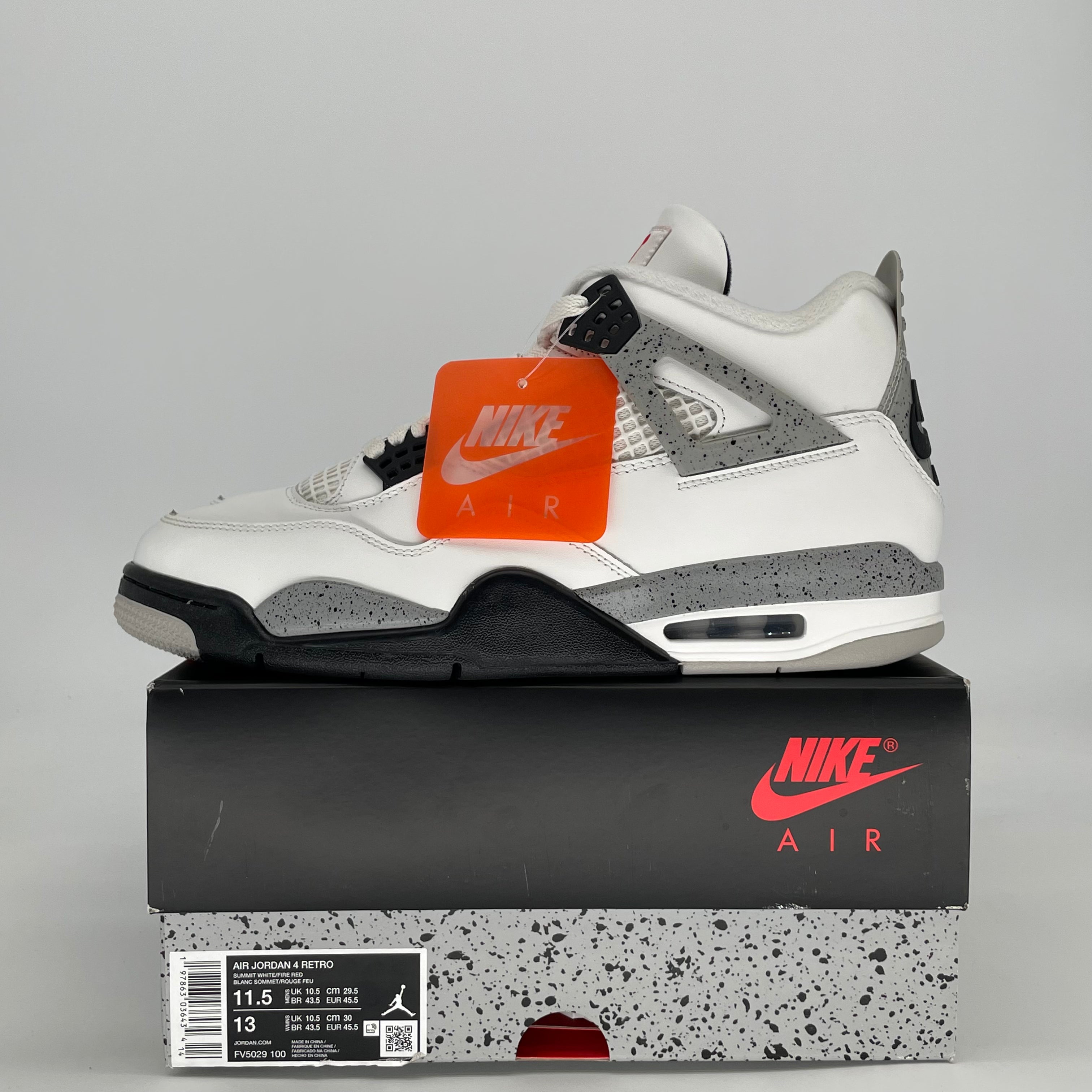 AIR JORDAN 4 WHITE CEMENT FV5029-100 SIZE 11.5/13W