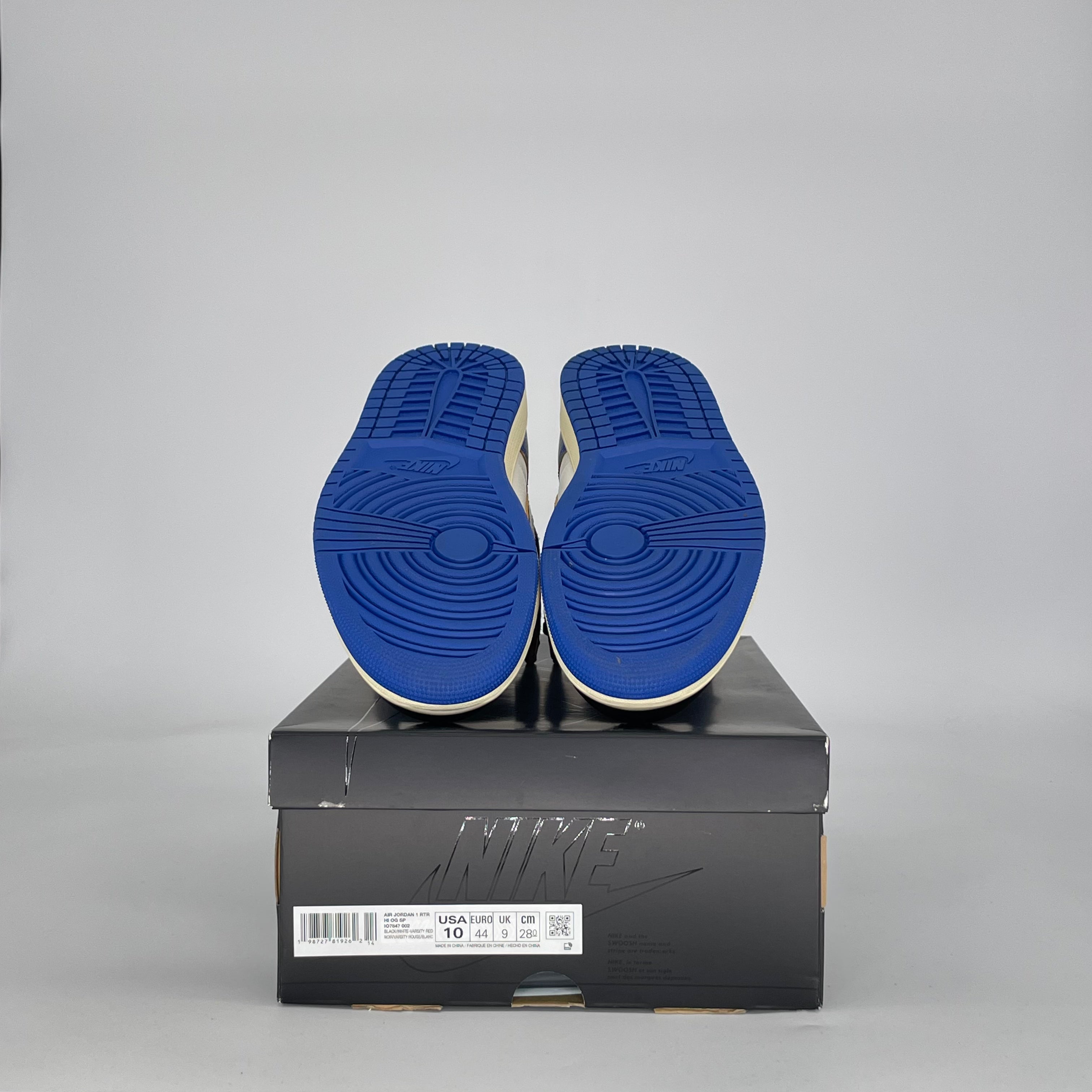 AIR JORDAN 1 HIGH FRAGMENT X UNION LA VARSITY RED SPORT ROYAL IO7847-002 SIZE 10/11.5W
