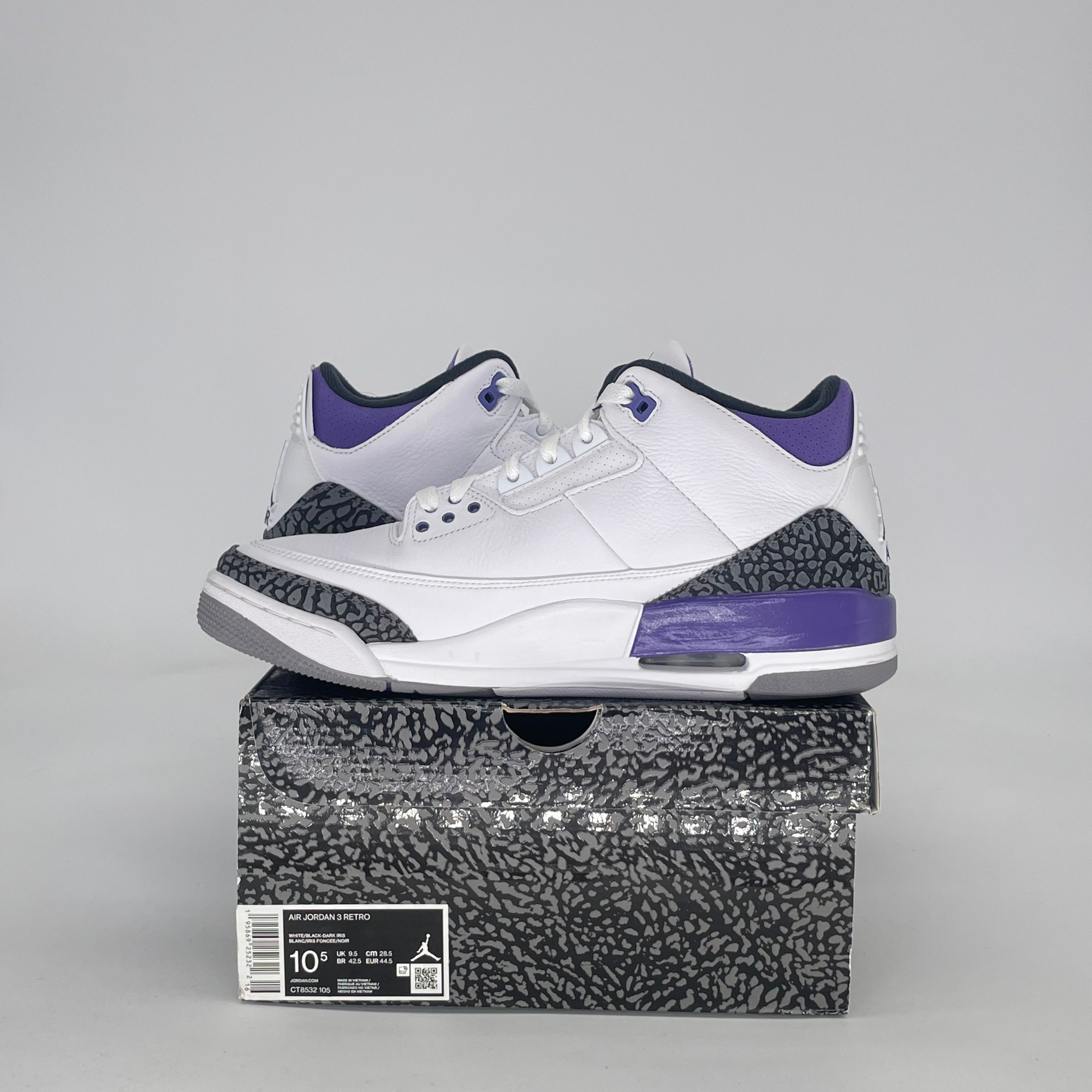 AIR JORDAN 3 DARK IRIS CT8532-105 SIZE 10.5/12W