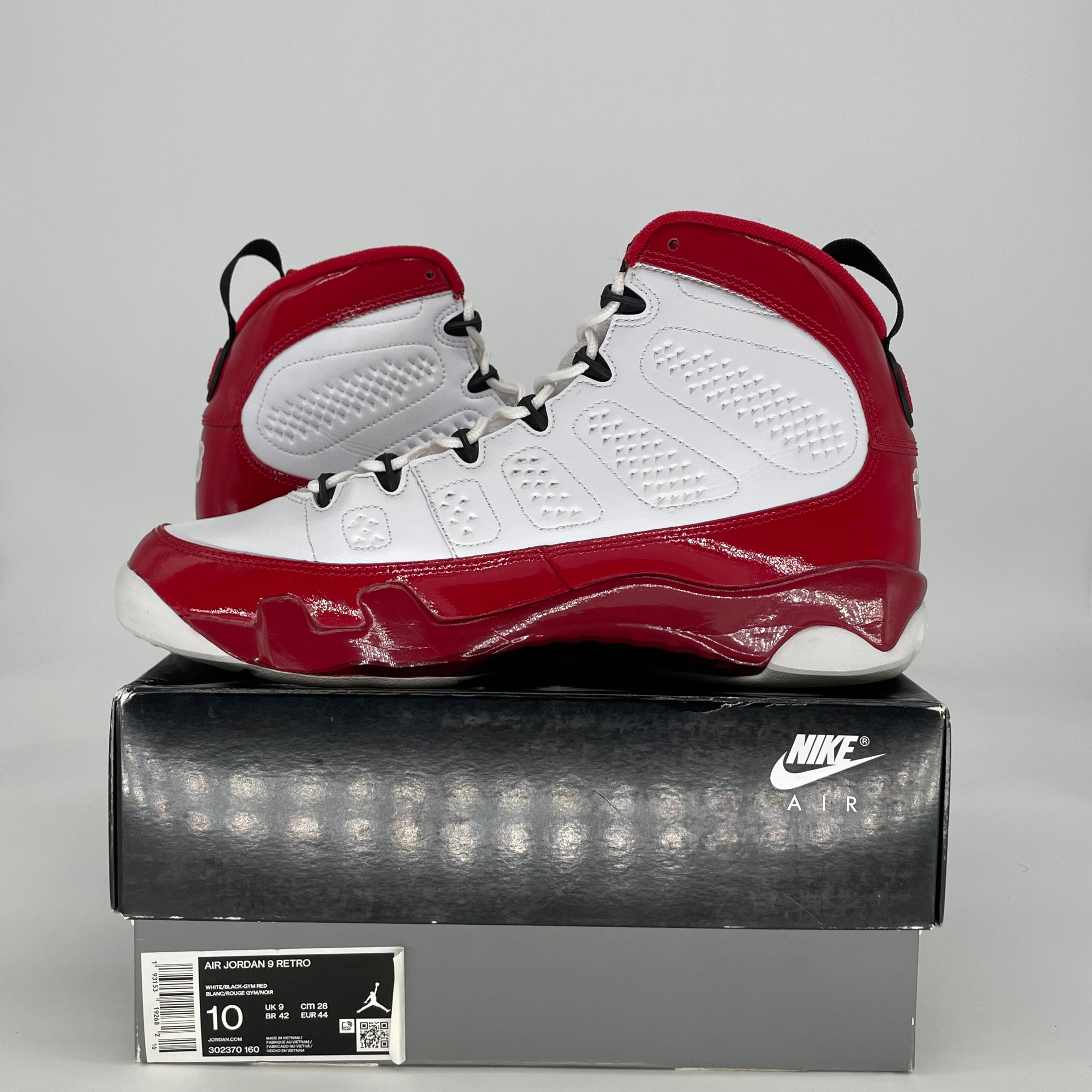 AIR JORDAN 9 WHITE GYM RED 302370-160 SIZE 10/11.5W
