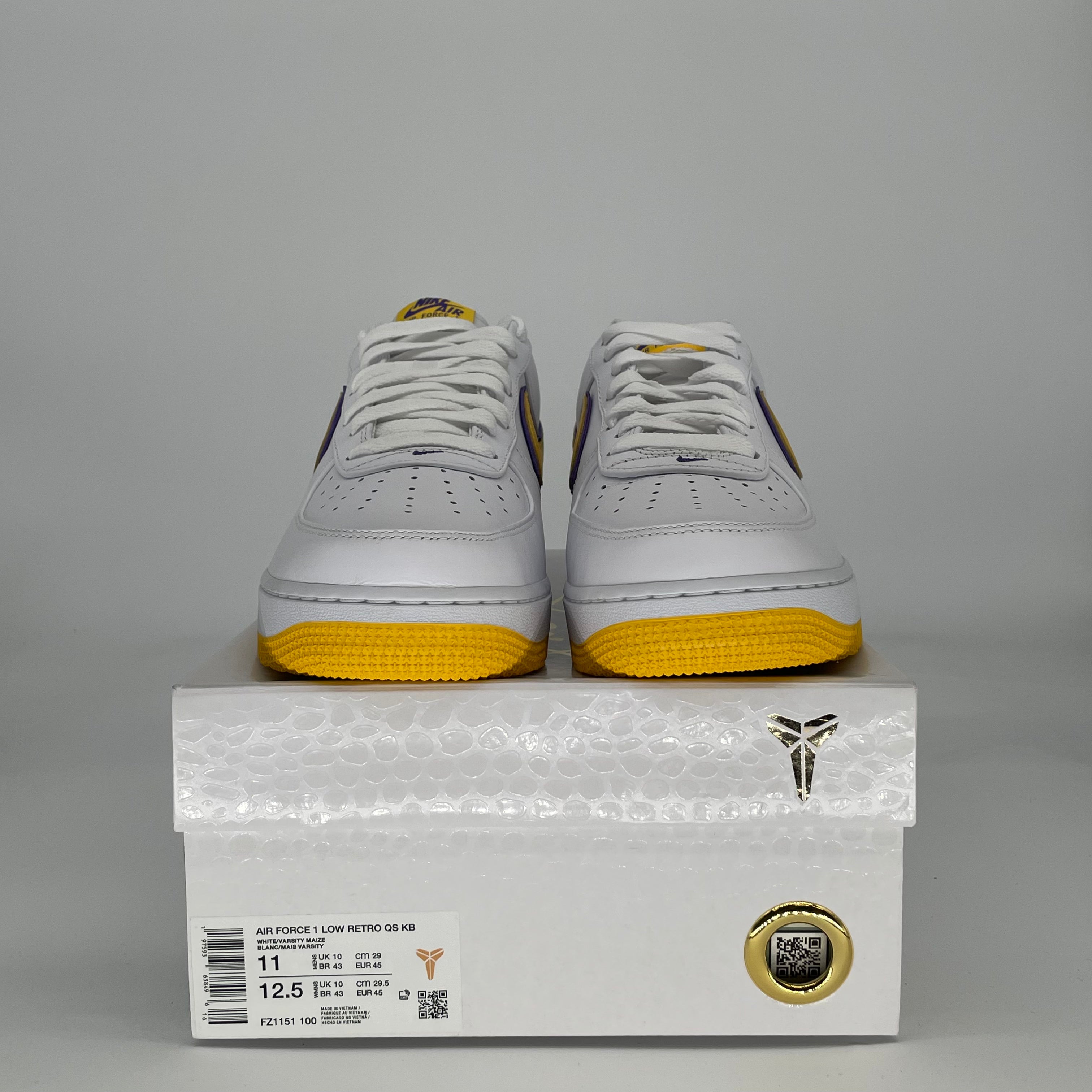 NIKE AIR FORCE 1 LOW KOBE BRYANT LAKERS HOME FZ1151-100 SIZE 11/12.5W