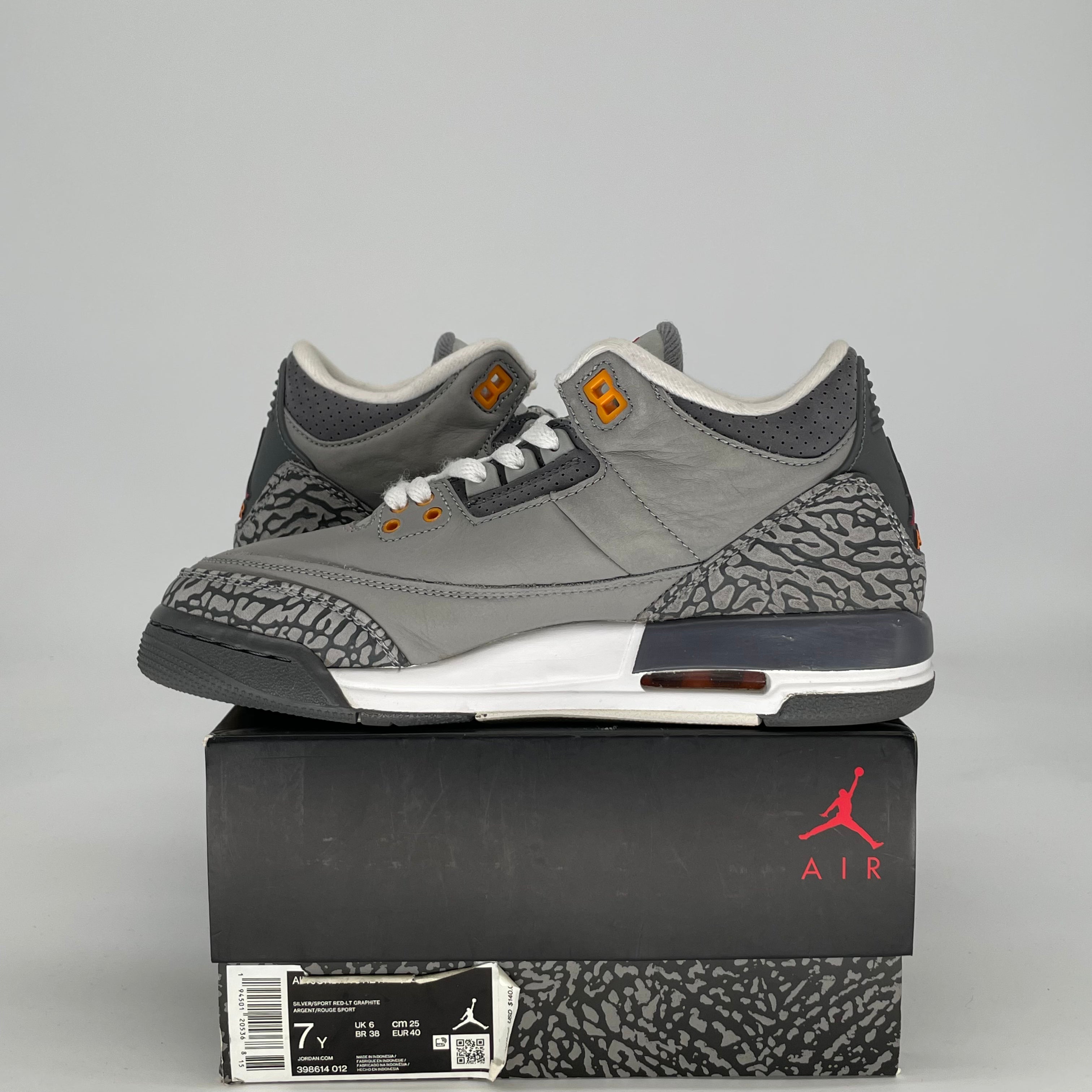 AIR JORDAN 3 COOL GREY 398614-012 SIZE 7/8.5W