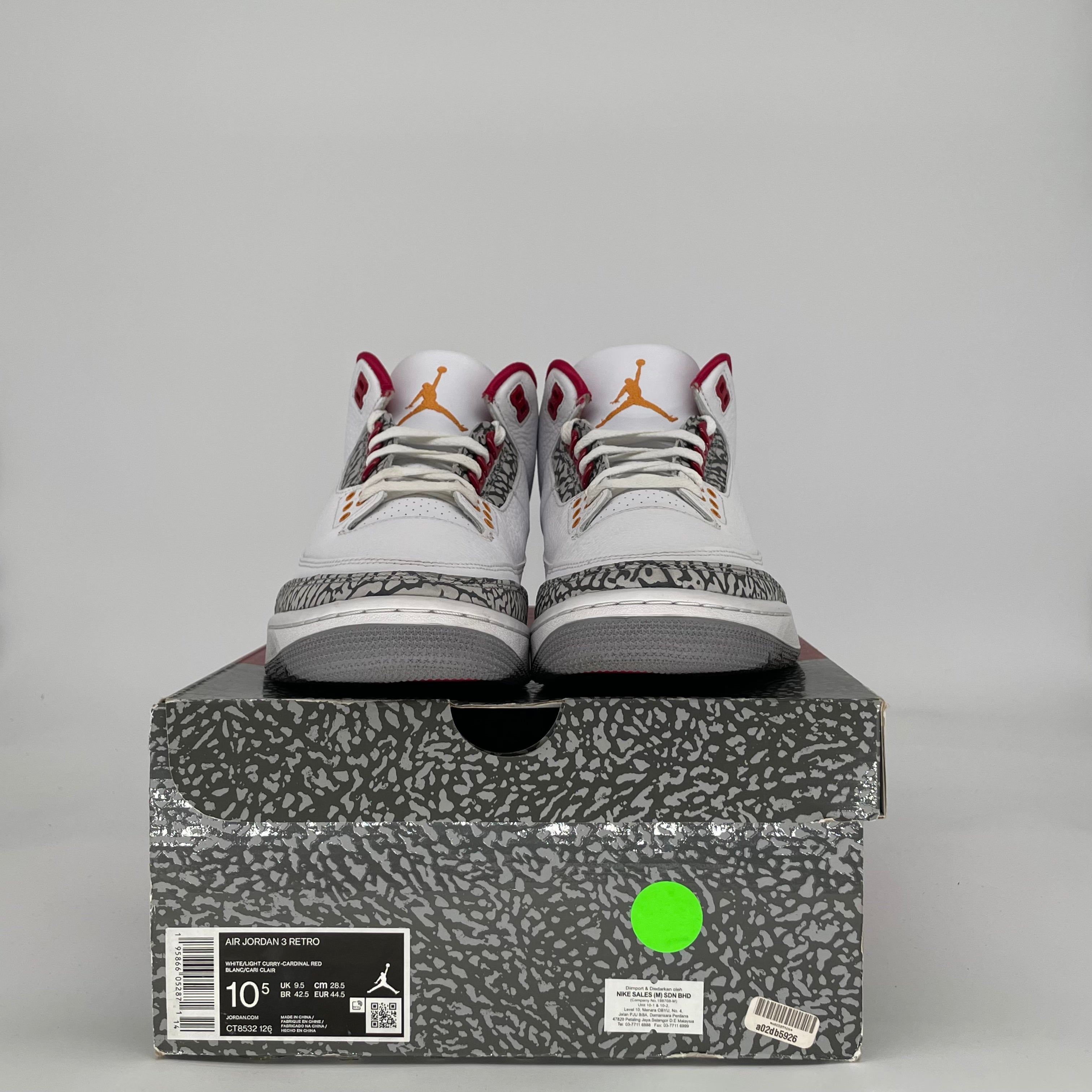 AIR JORDAN 3 CARDINAL RED CT8532-126 SIZE 10.5/12W