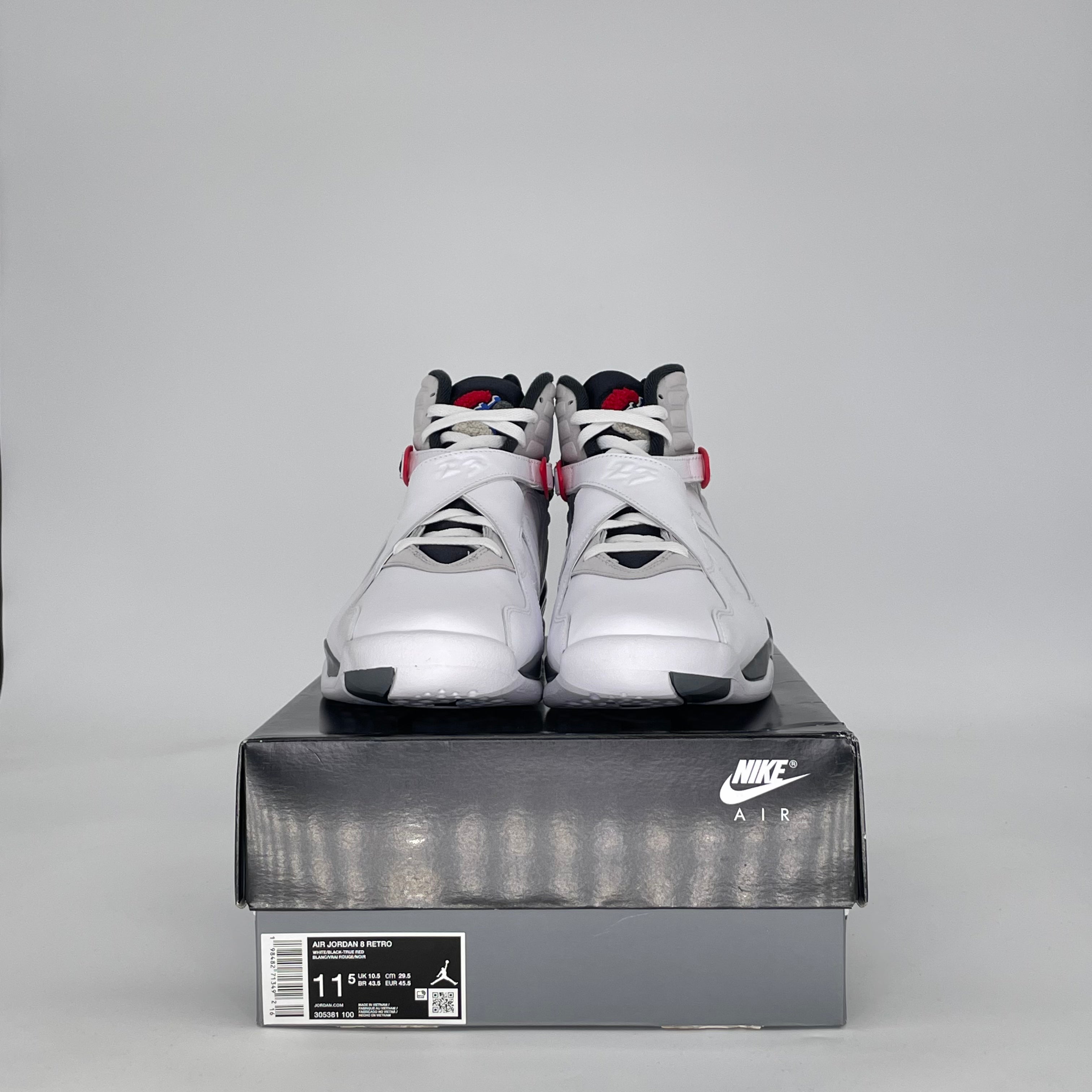 AIR JORDAN 8 WHITE TRUE RED 305381-100 SIZE 11.5/13W