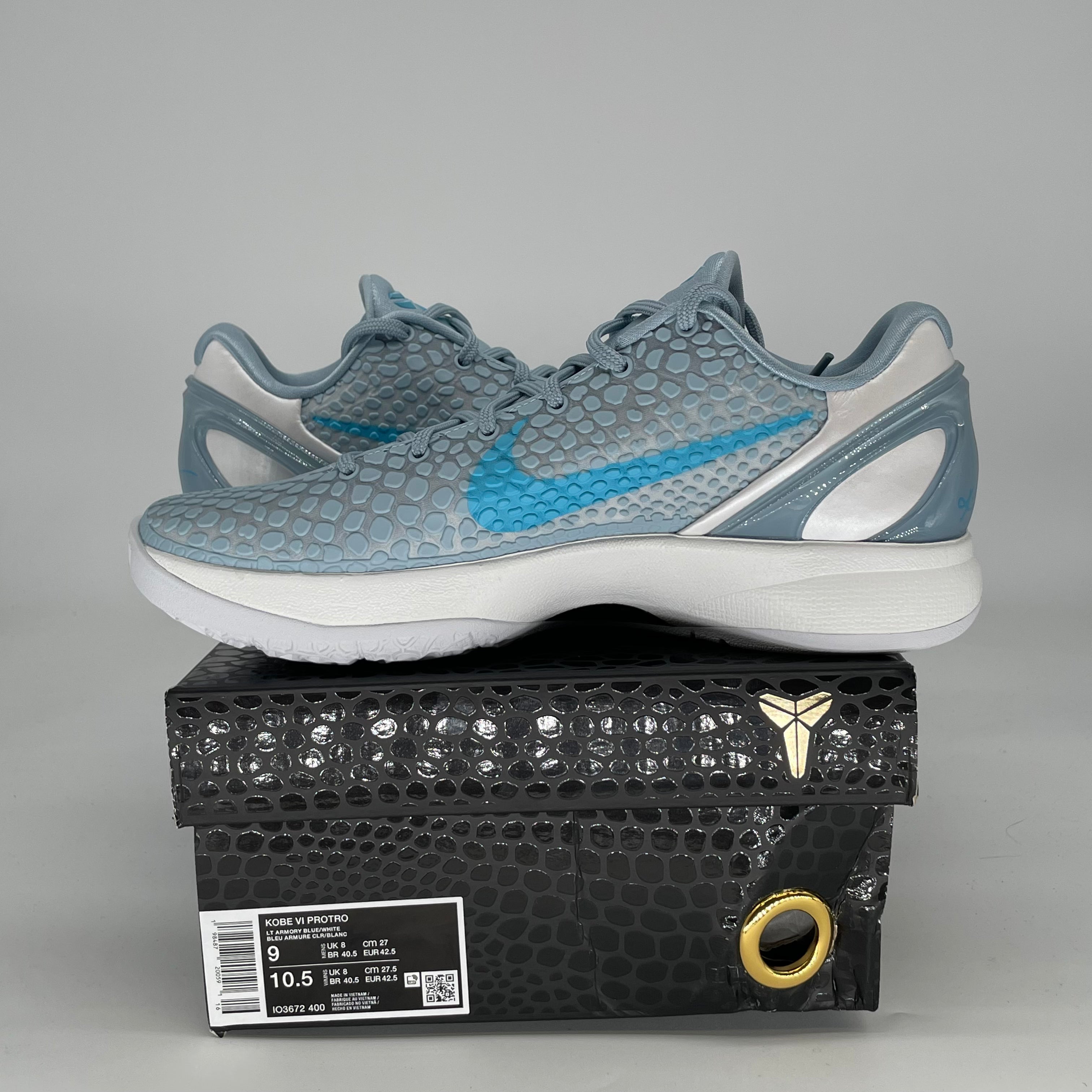 NIKE KOBE 6 PROTRO CAITLIN CLARK LIGHT ARMORY BLUE IO3672-400 SIZE 9/10.5W