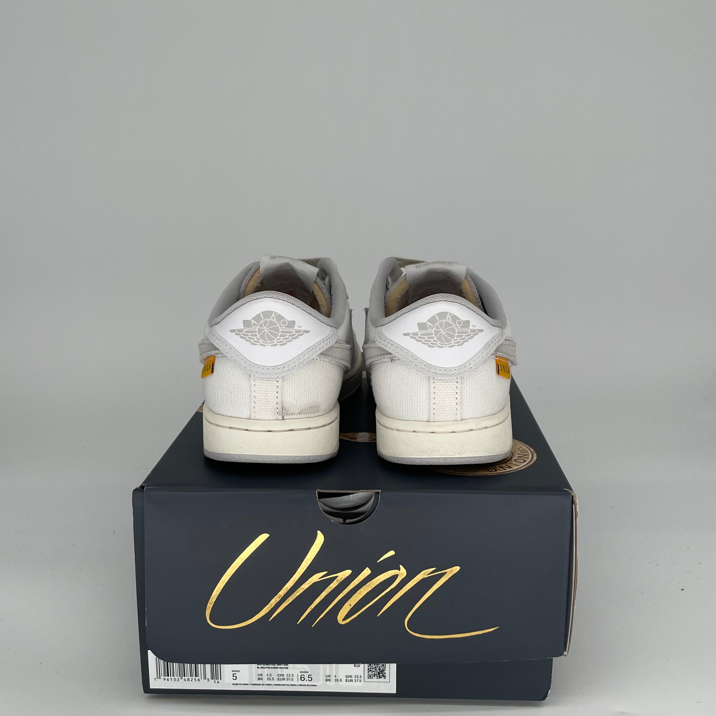 AIR JORDAN 1 LOW AJKO UNION WHITE CANVAS DO8912-101 SIZE 5/6.5W