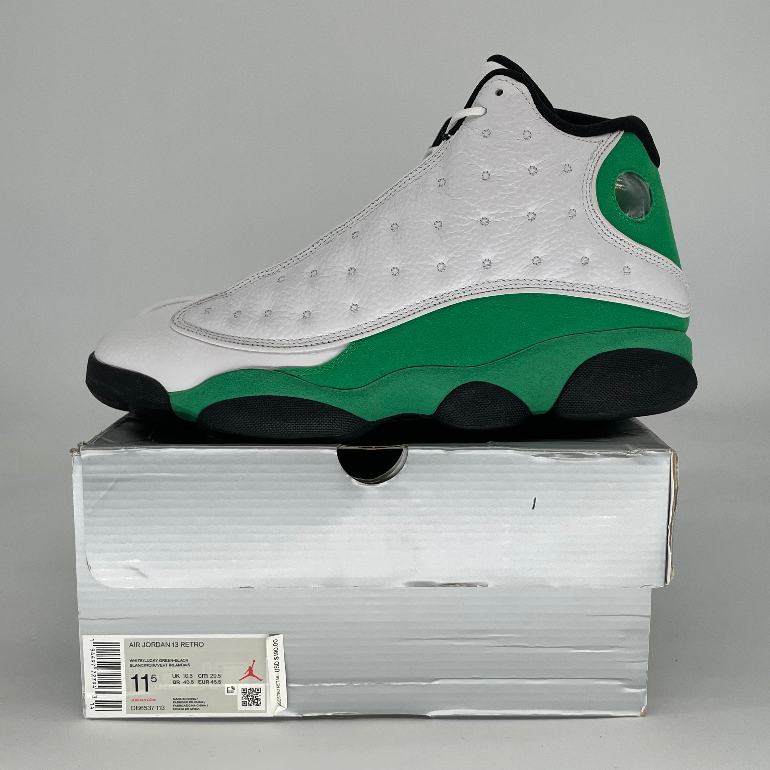 AIR JORDAN 13 WHITE LUCKY GREEN DB6537-113 SIZE 11.5/13W