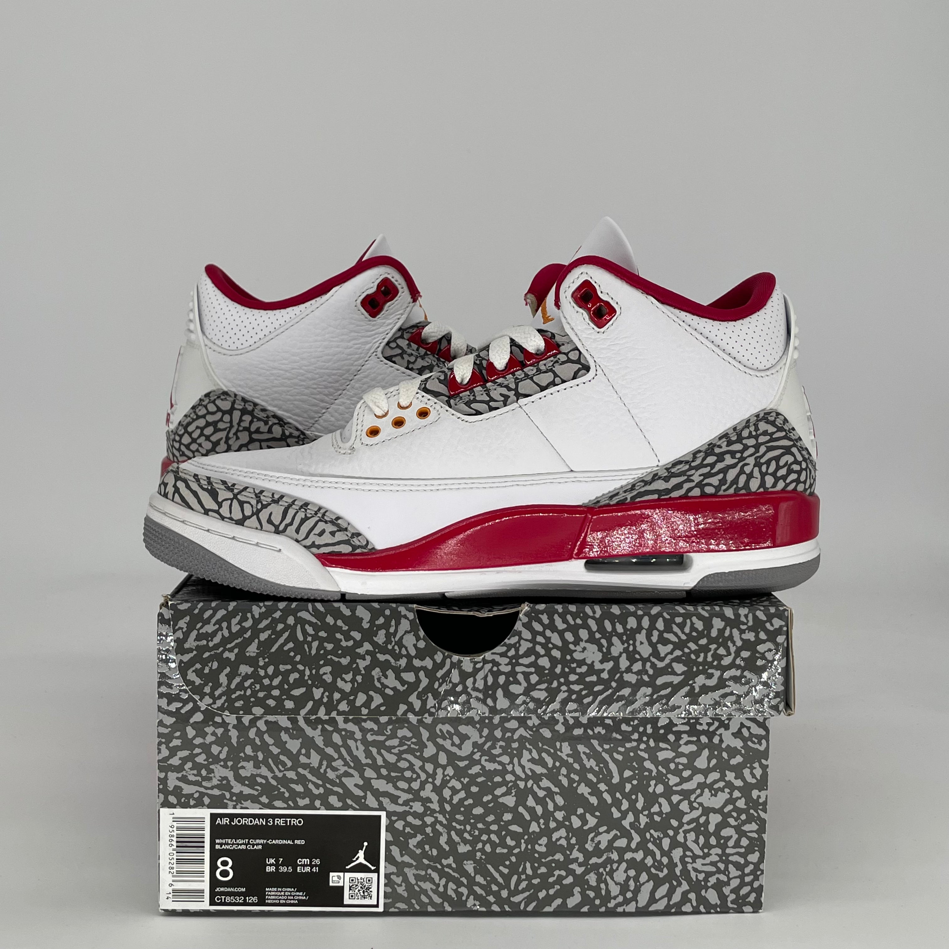 AIR JORDAN 3 CARDINAL RED CT8532-126 SIZE 8/9.5W