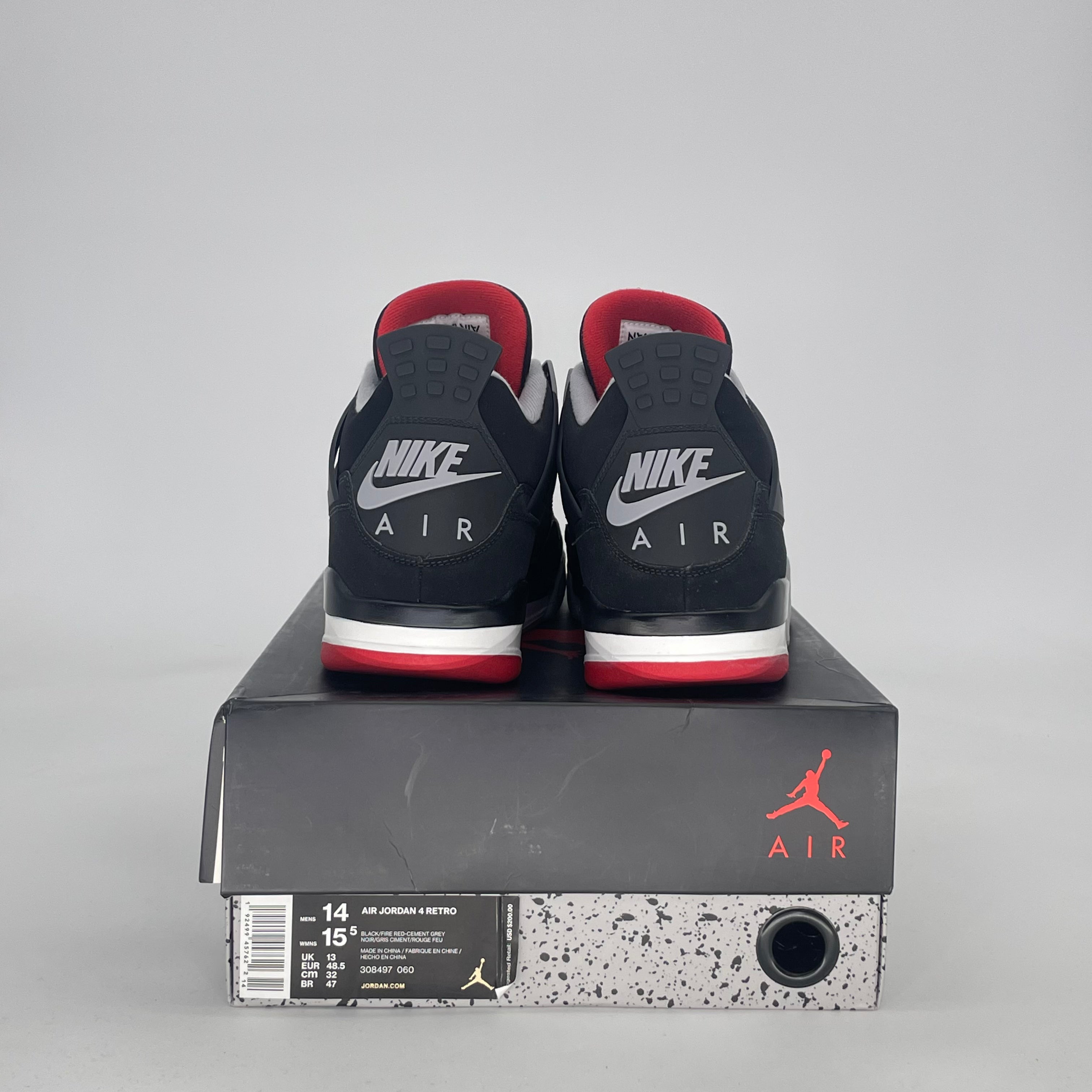 AIR JORDAN 4 BRED 308497-060 SIZE 14/15.5W